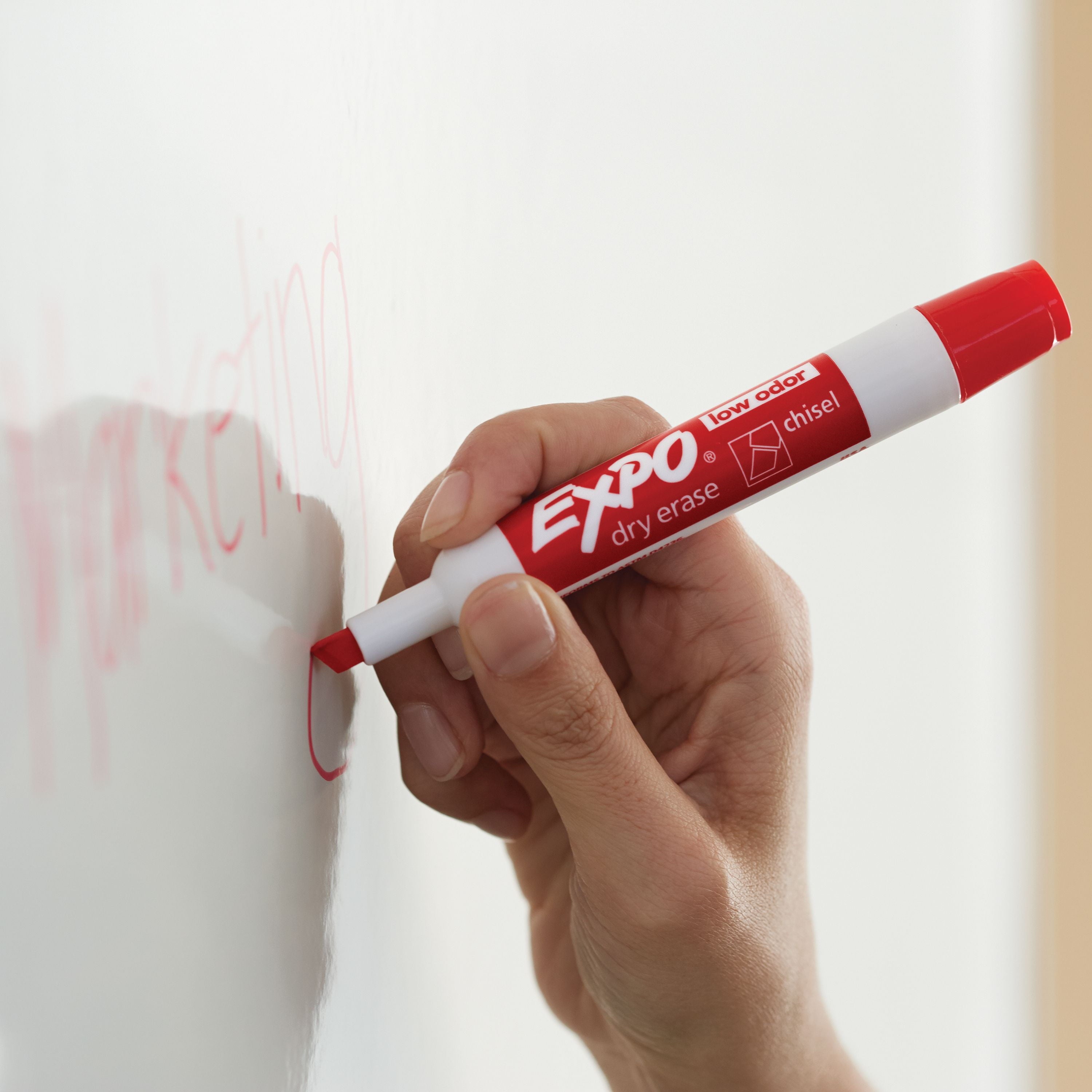 EXPO Low Odor Dry Erase Chisel Tip Markers, Red, 12 Count