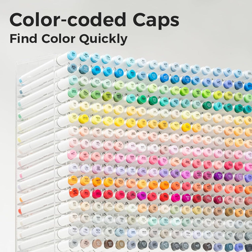 Ohuhu 24 Basic Alcohol Markers, Brush & Fine Tip, with Blender, for Sketching & Illustration, Honolulu B