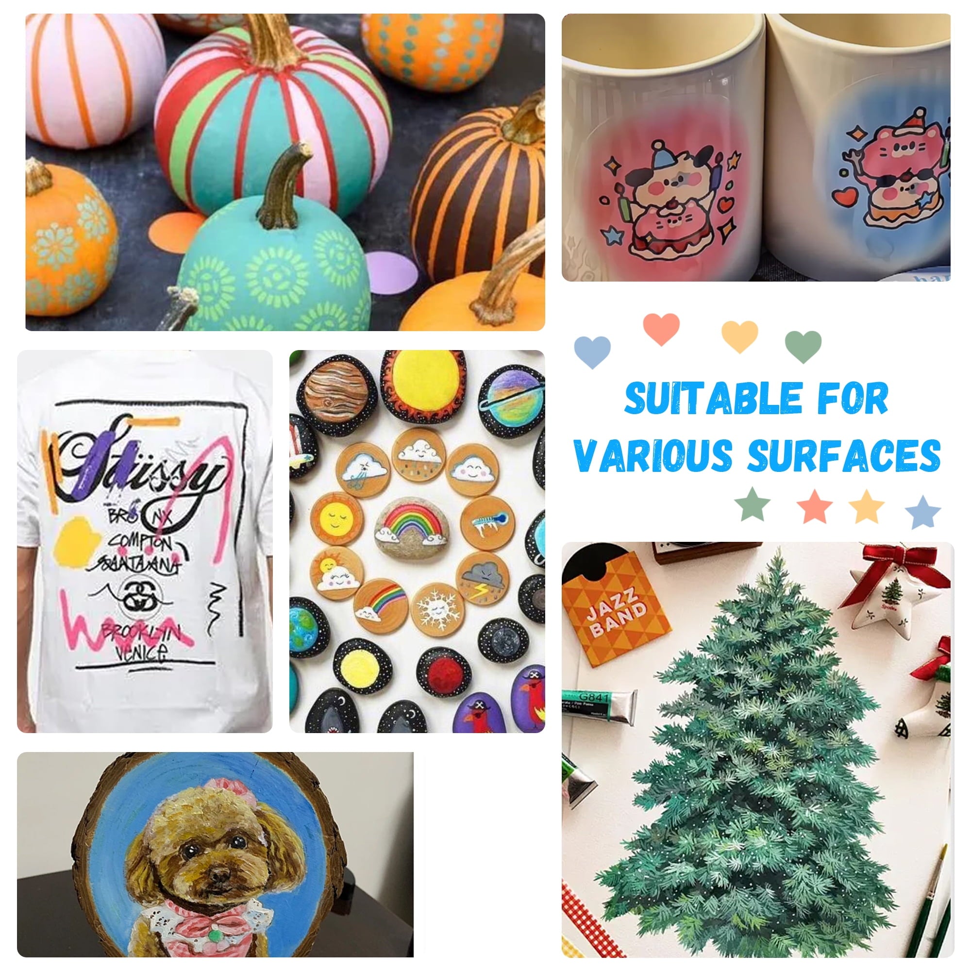 24 Colors Acrylic Paint Pens Paint Markers Set,Dual Tip Paint Markers With Medium Tip and Brush Tip for Rock Painting,Ceramic,Wood,Plastic,Calligraphy, Scrapbooking,Brush Lettering,DIY Crafts