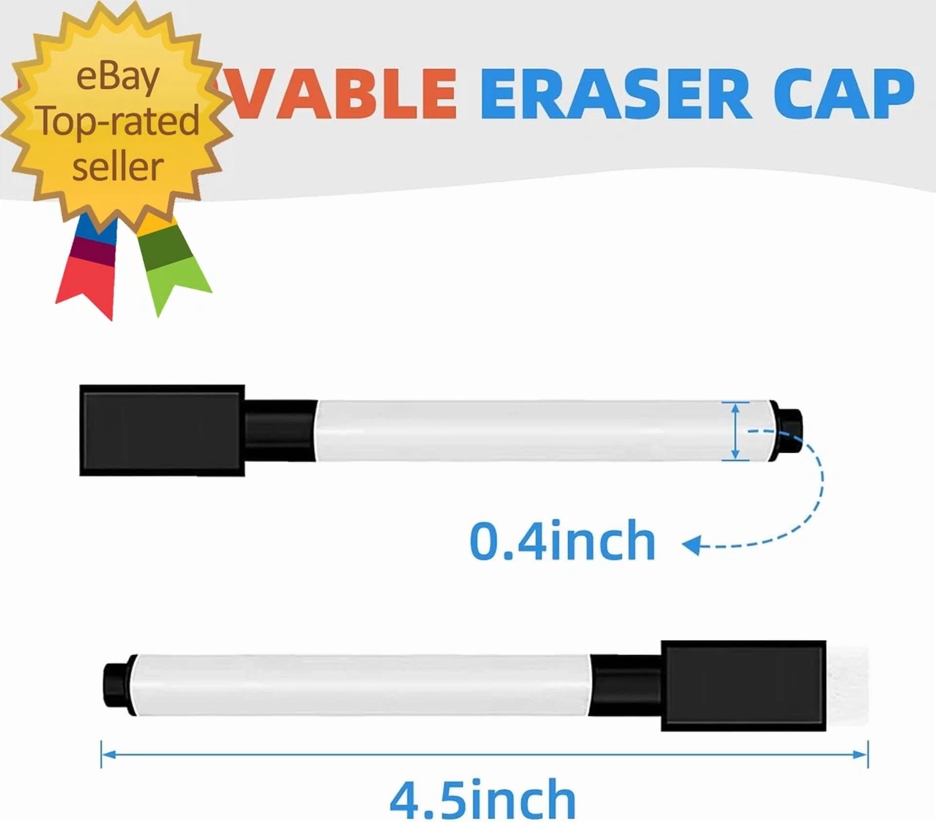 72 Pcs Black Magnetic Dry Erase Markers With Eraser Cap, White Board Mini Dry