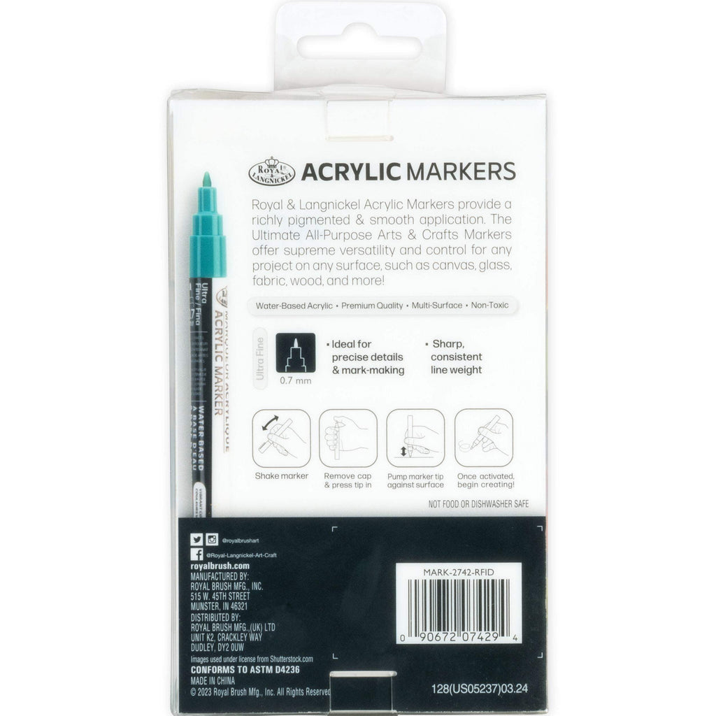 Royal & Langnickel 6 Piece Acrylic .7mm Rainbow Markers