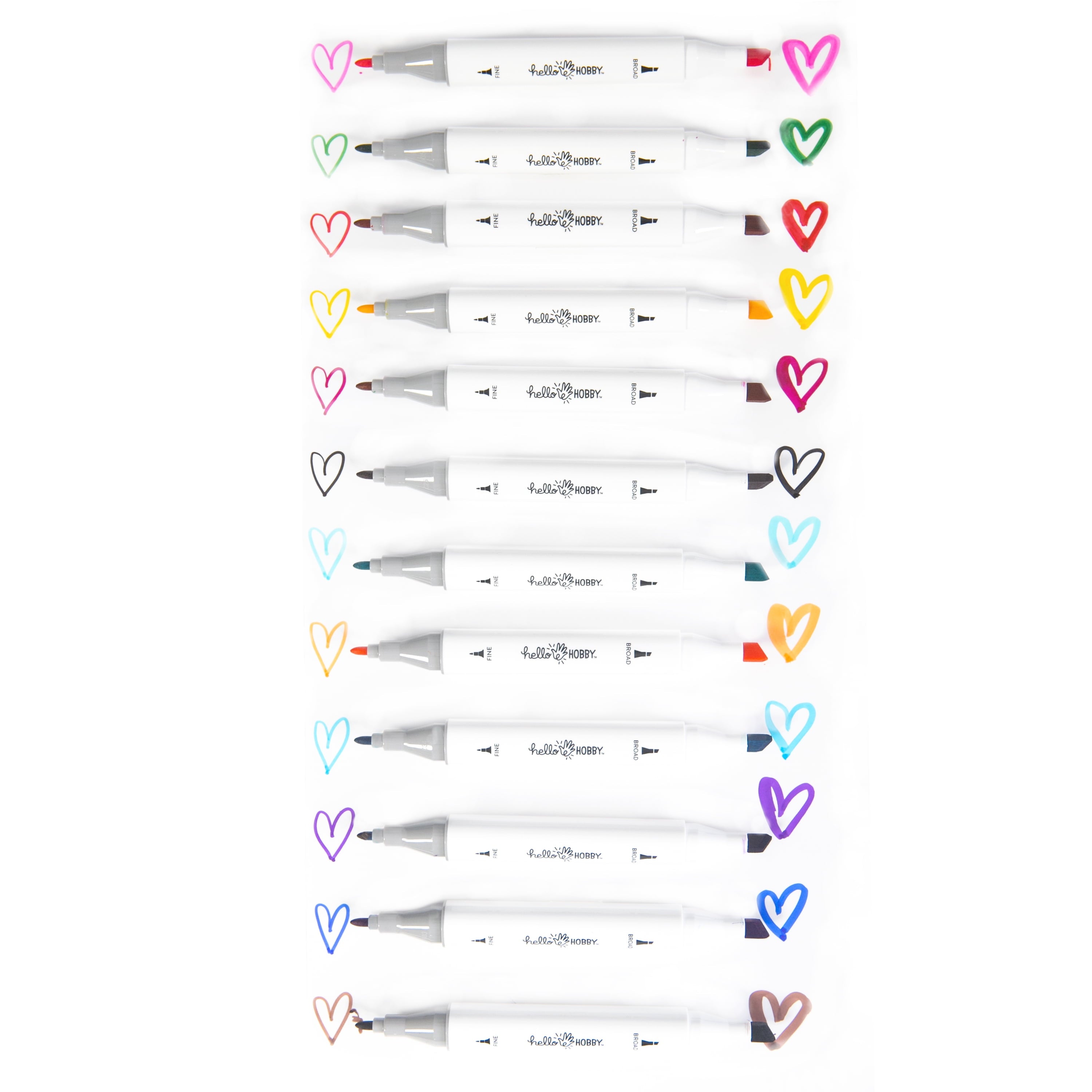 Hello Hobby Dual-Tip Alcohol Markers for Adult Crafting, 12 Count Blendable
