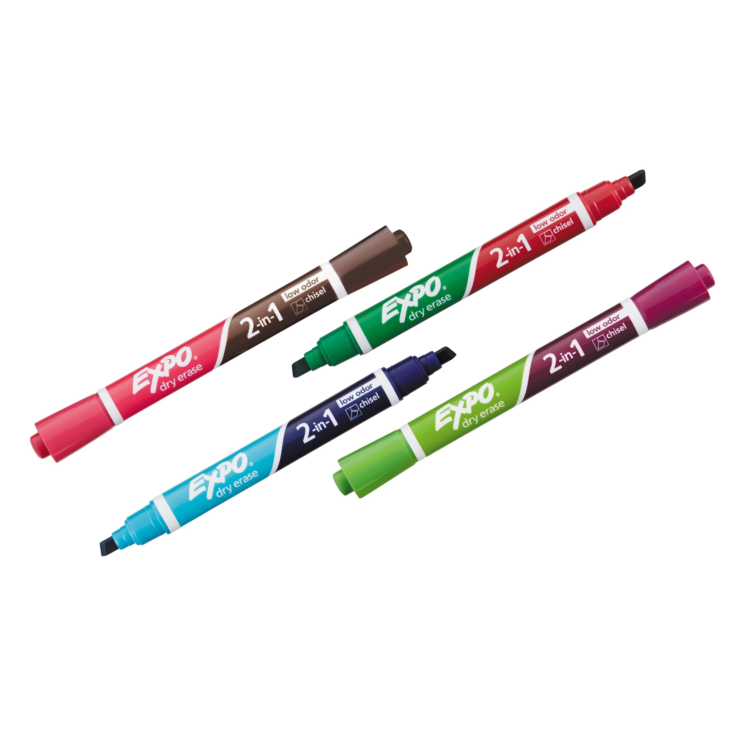 EXPO Dry Erase 2-in-1 Markers, Chisel Tip, Assorted, 4-Count