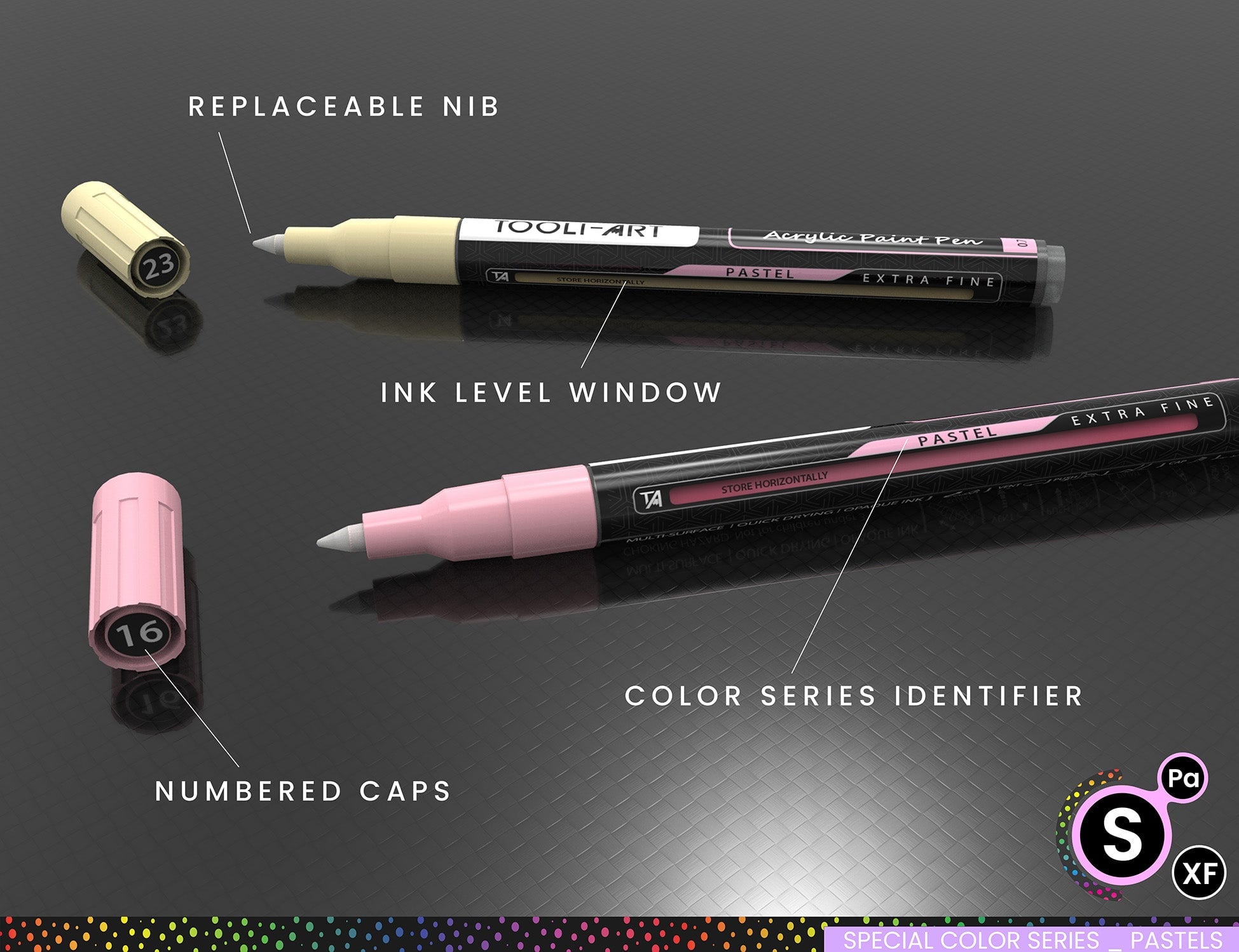 Tooli-Art Pastel Acrylic Paint Pens Multicolor Special Color Series Marker Set with 0.7mm Extra Fine Tip Set of 24