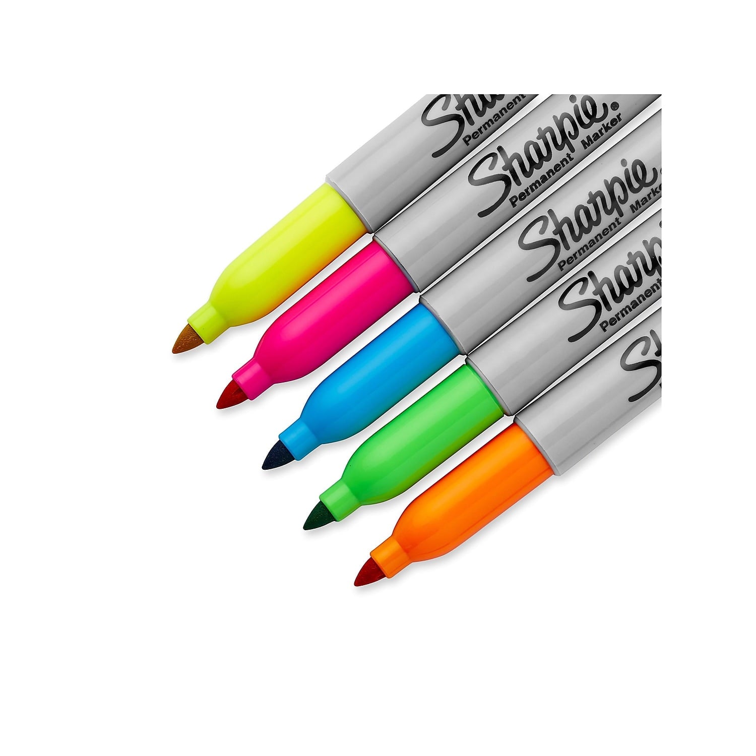 Sharpie 1860443 Fine Bullet Tip Neon Permanent Markers - Assorted Colors (5/Set)
