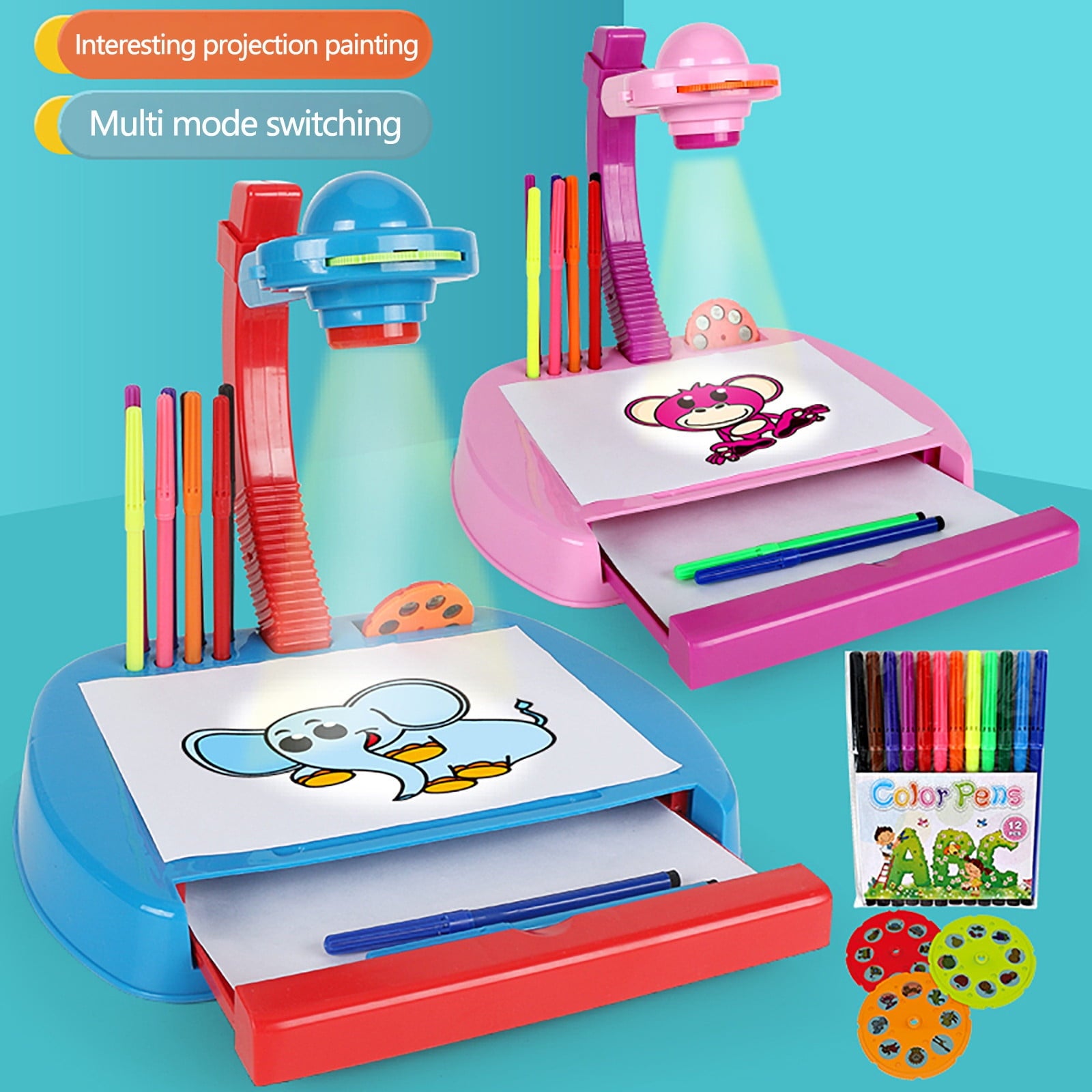 Drawing Projector for Kids Children's Projector Ainting Projection Desk Writing Board Drawing Board Toy 5ml