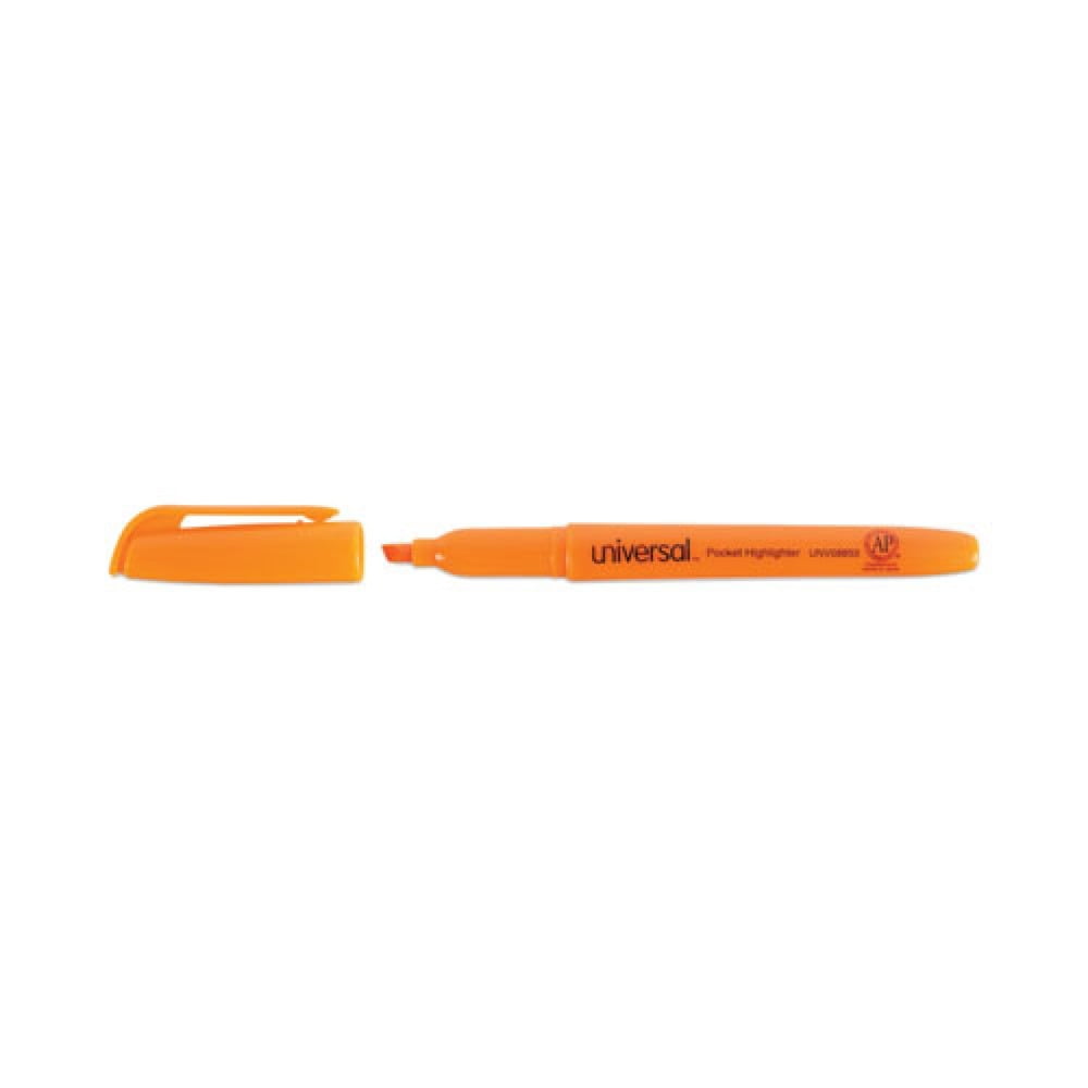 Universal Chisel Tip Fluorescent Orange Ink Orange Barrel Pocket Highlighters (1 Dozen)