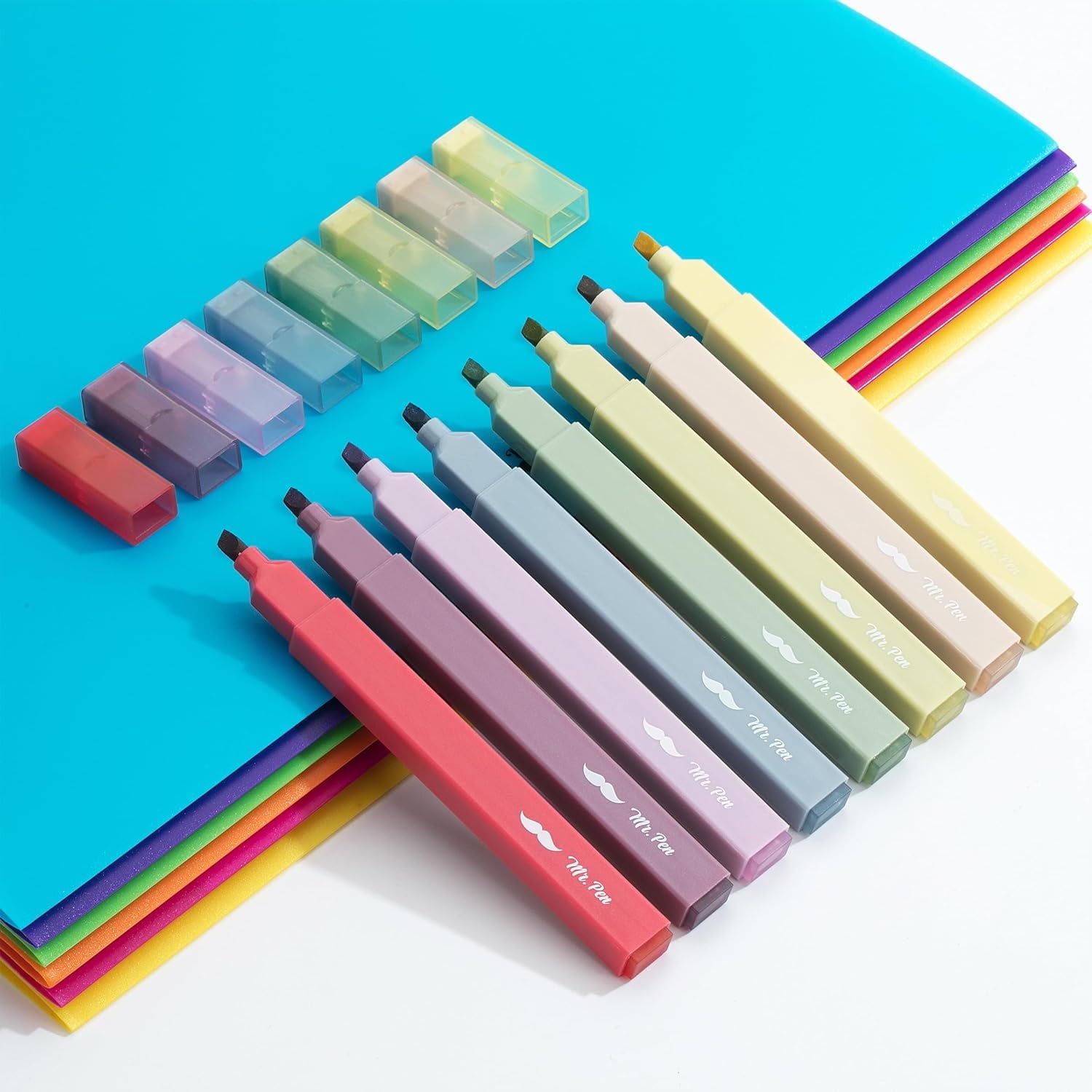 Mr. Pen- Aesthetic Highlighters, 8 Pcs, Chisel Tip, Muted Pastel Color