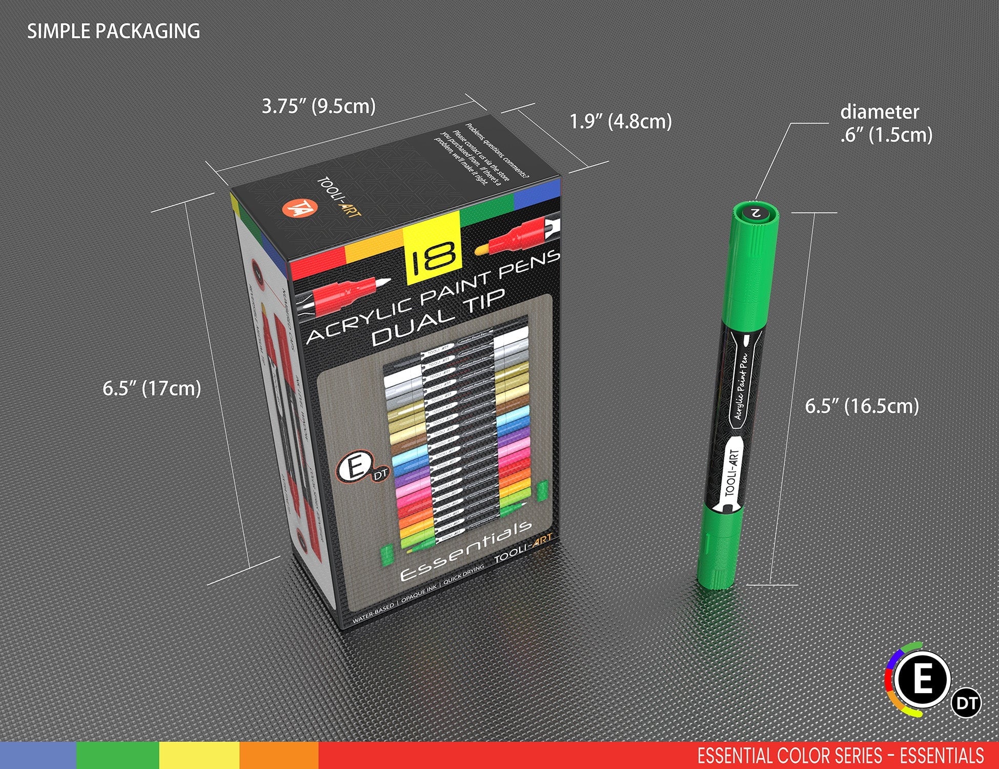 Tooli-Art Acrylic Paint Pens Assorted Multicolor Vibrant Markers with Double Sided Extra Fine And Medium Tip Marker Set of 18