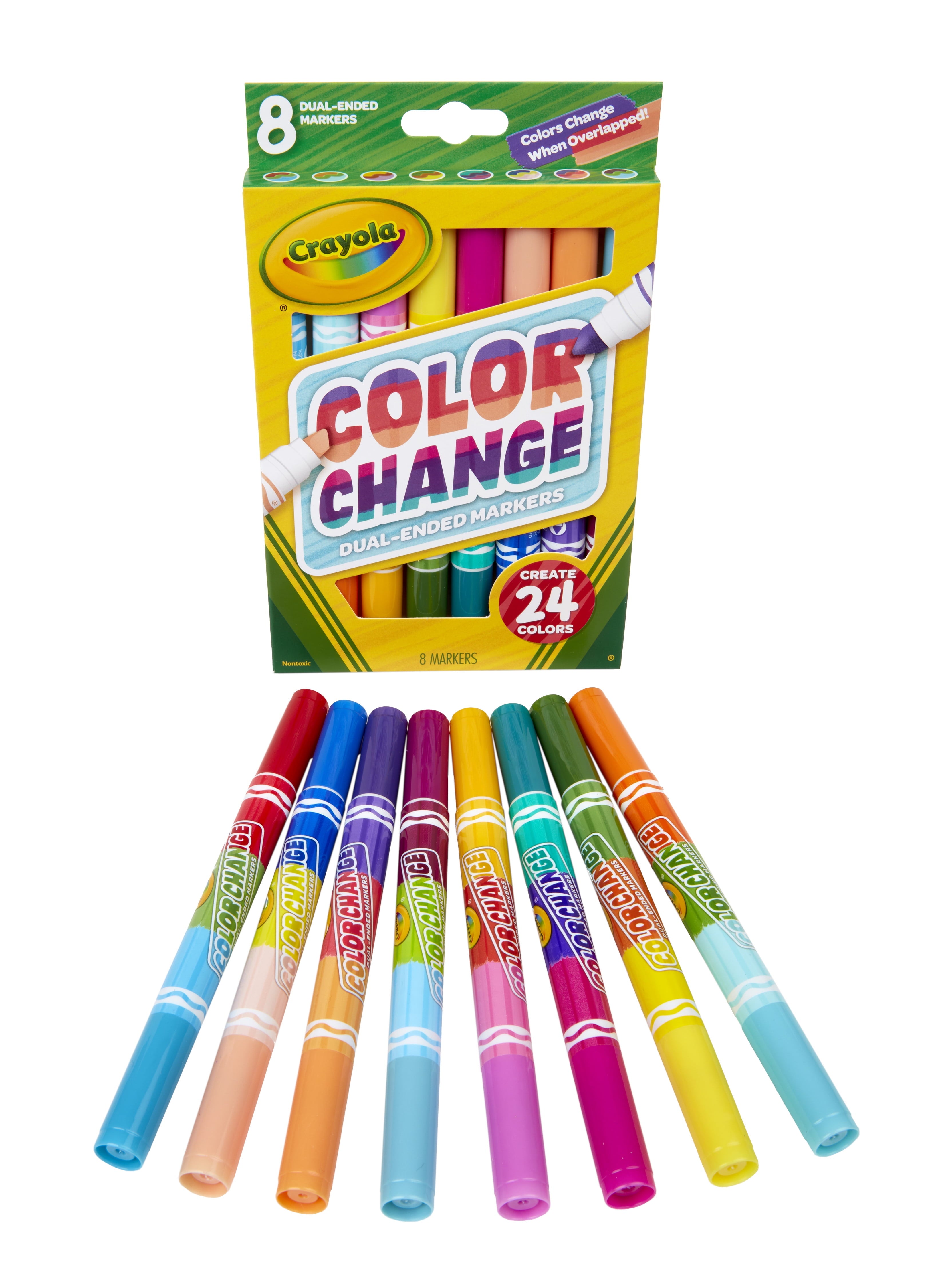 Crayola Color Changing Dual Tip Broad Line Markers, 8 Ct, School Supplies for Kids and Teachers, Gift