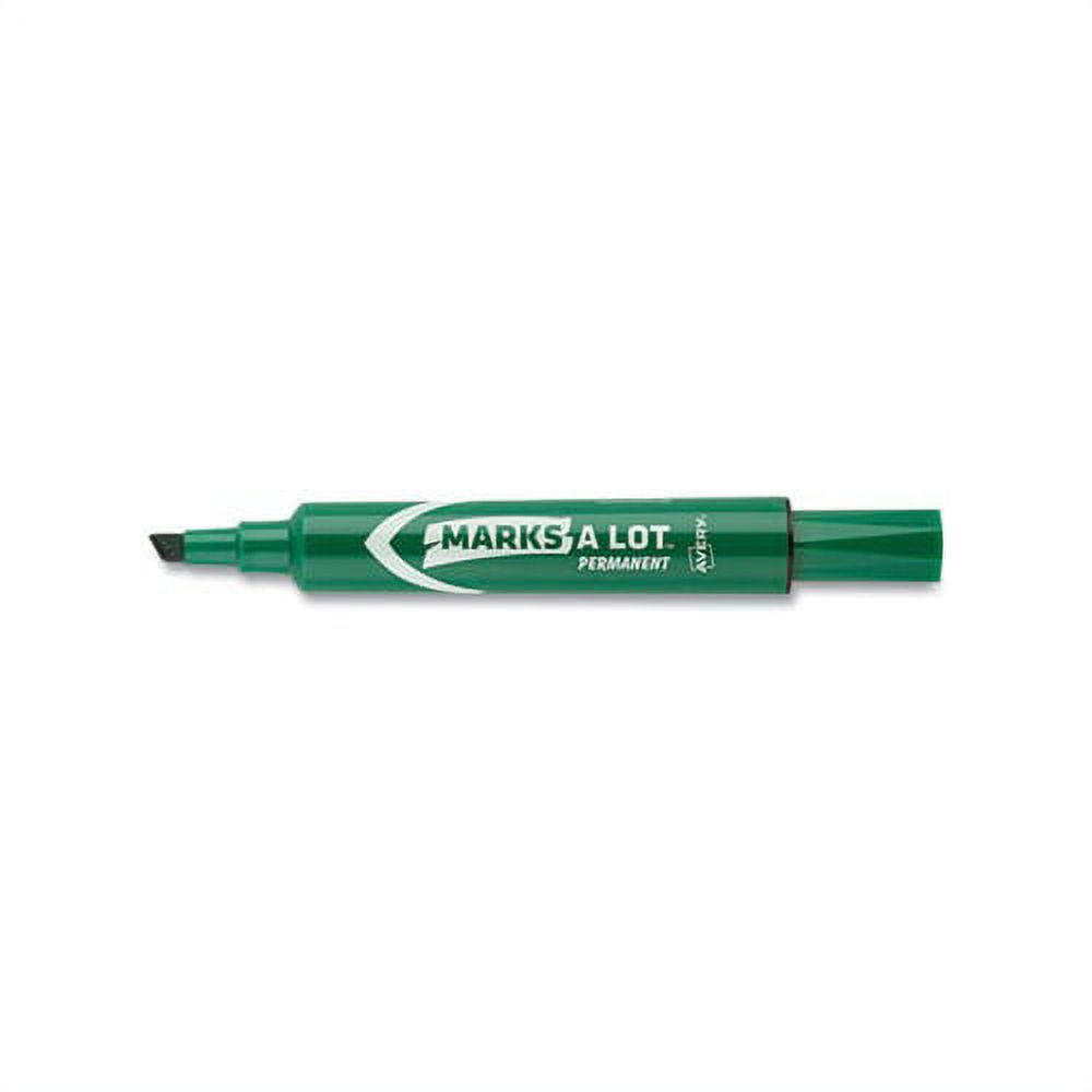 Avery Marks-A-Lot Regular Desk-Style Permanent Marker, Chisel Tip, Green, Dozen