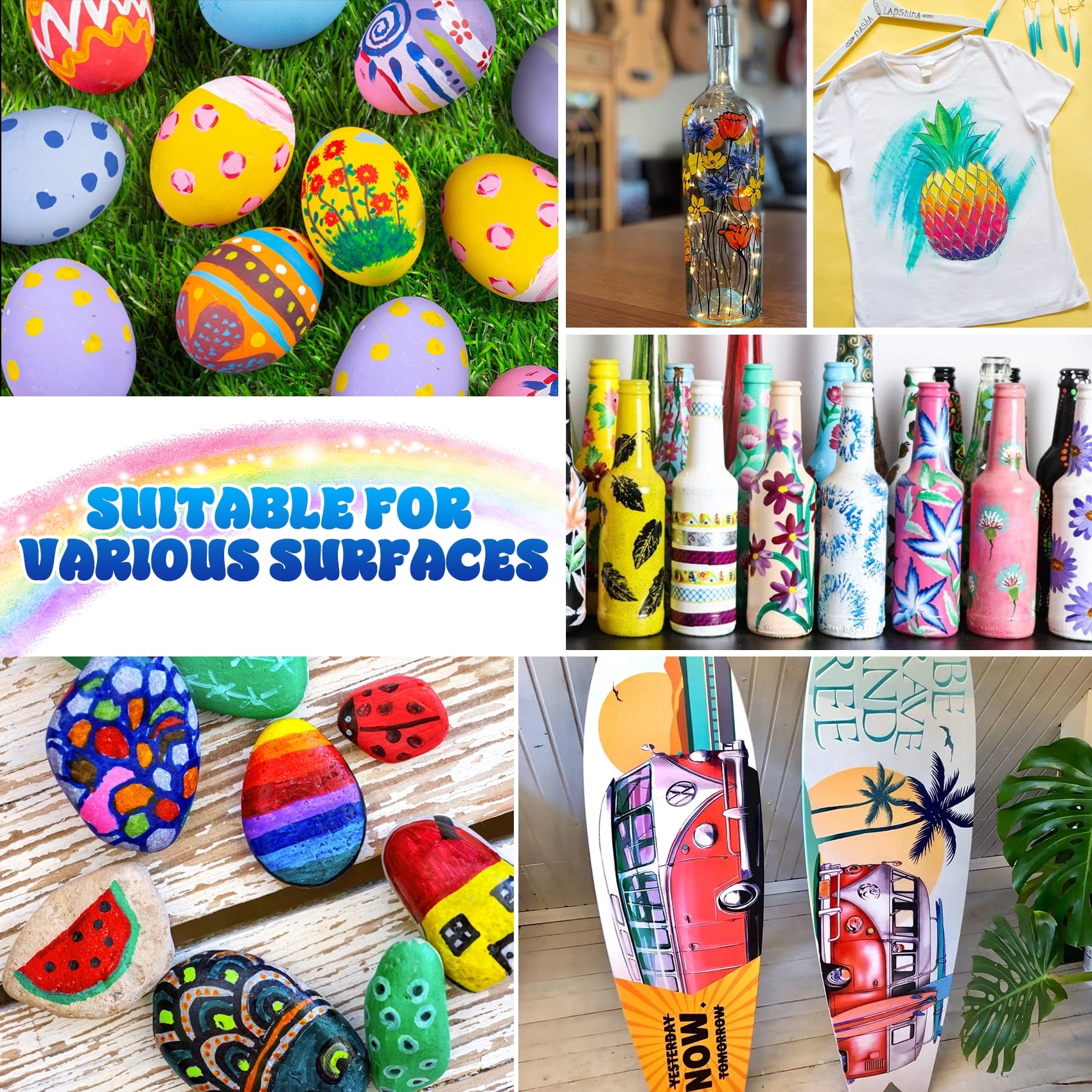 Scidweet Acrylic Paint Markers Set, 24 Pcs Dual Tip Dual Color Paint Pens Fine Needlepoint Marker Arts and Crafts Supplies Kit