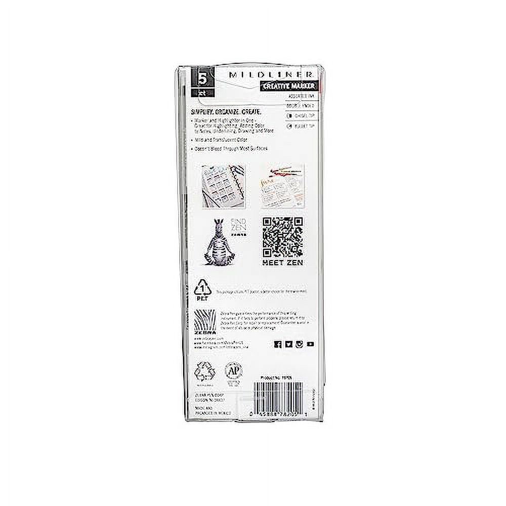 ZEBRA Pen Mildliner Double Ended Highlighter Set, Chisel and Bullet Point Tips, Assorted Gentle Ink Colors, 5-Pack (78705)