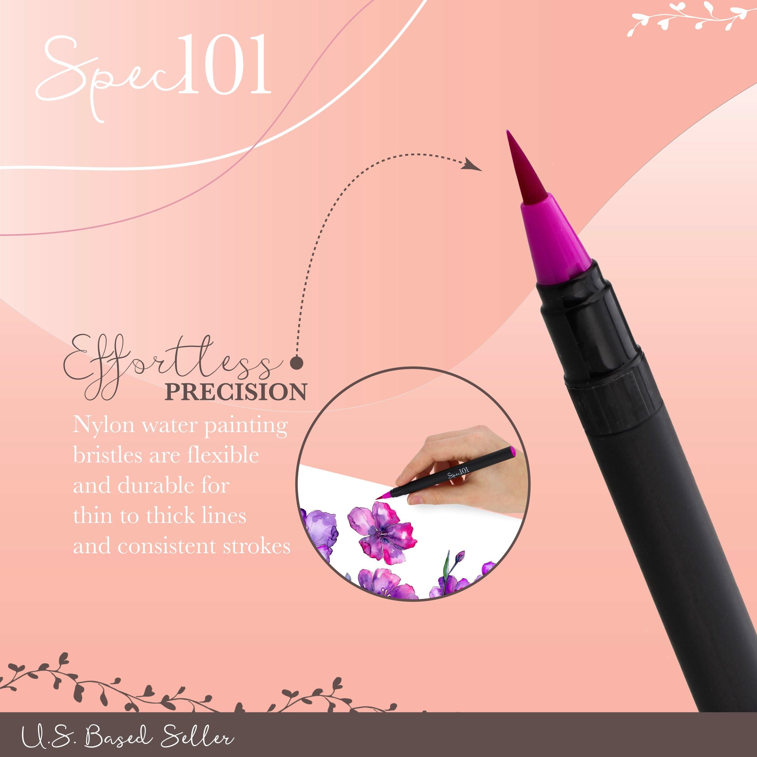 Spec101 Watercolor Pens Brush Set - 24 Watercolor Brush Markers and 2 Blend Pens