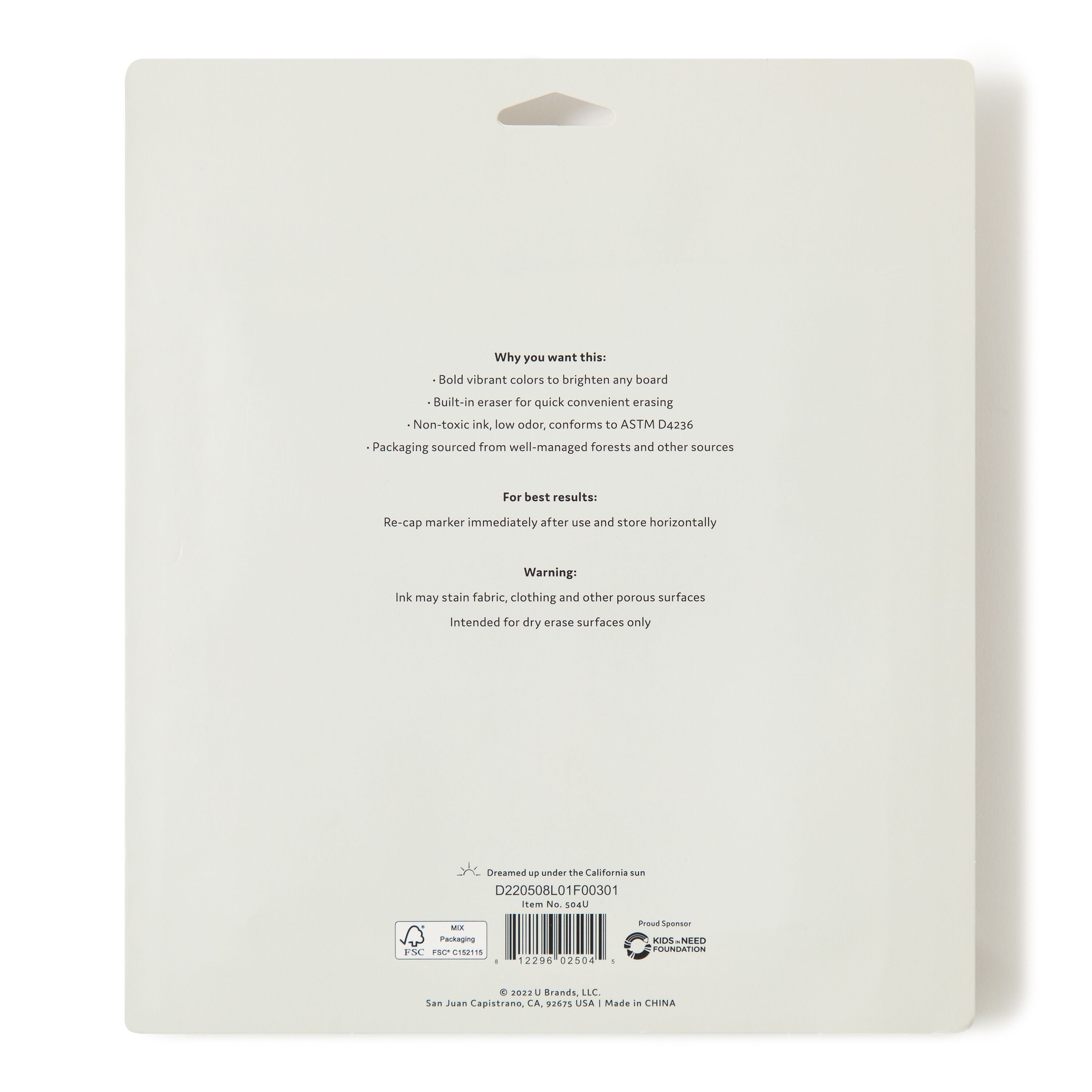 U Brands Dry Erase Markers, Medium Point, Multi-Colors, 10 Count, 504U