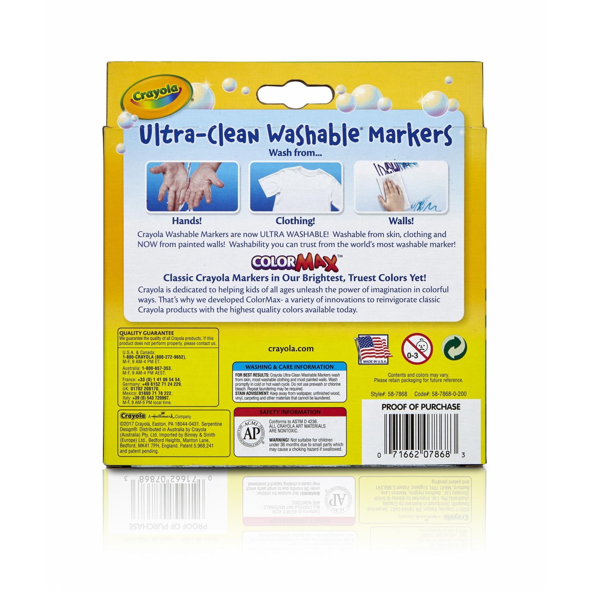 Crayola Ultra-Clean Washable Broad Line Markers, 20 Ct, Back to School Supplies, Classic Colors, Classroom Must Haves