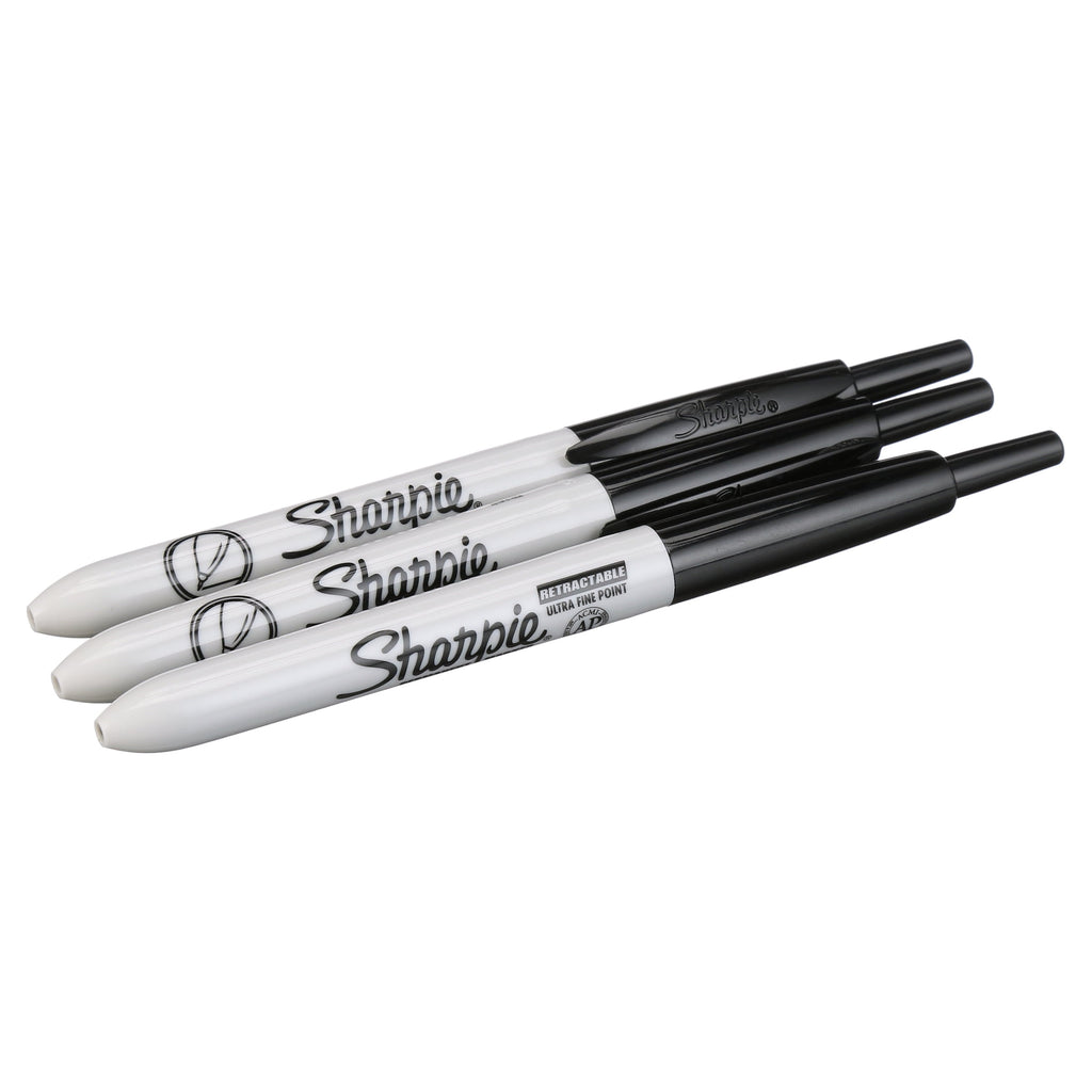 Sharpie Ultra Fine Point Retractable Permanent Markers, Black, 3/pkg