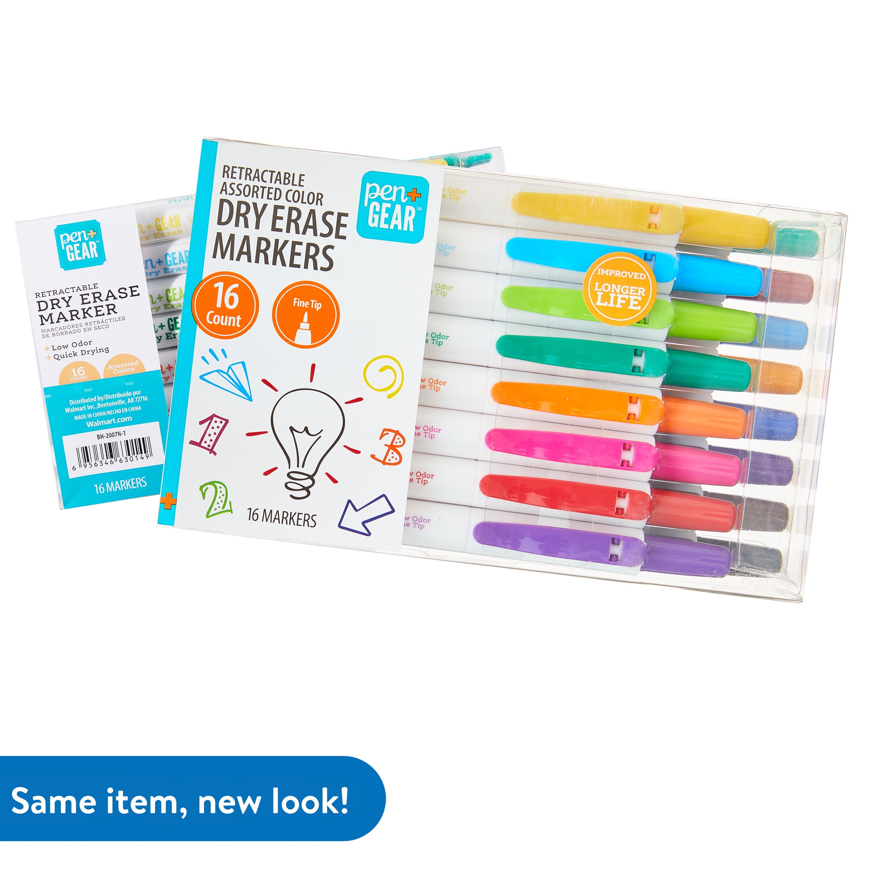 Pen+Gear Retractable Dry Erase Markers, Muti Colors, 16 Count, Fine Tip