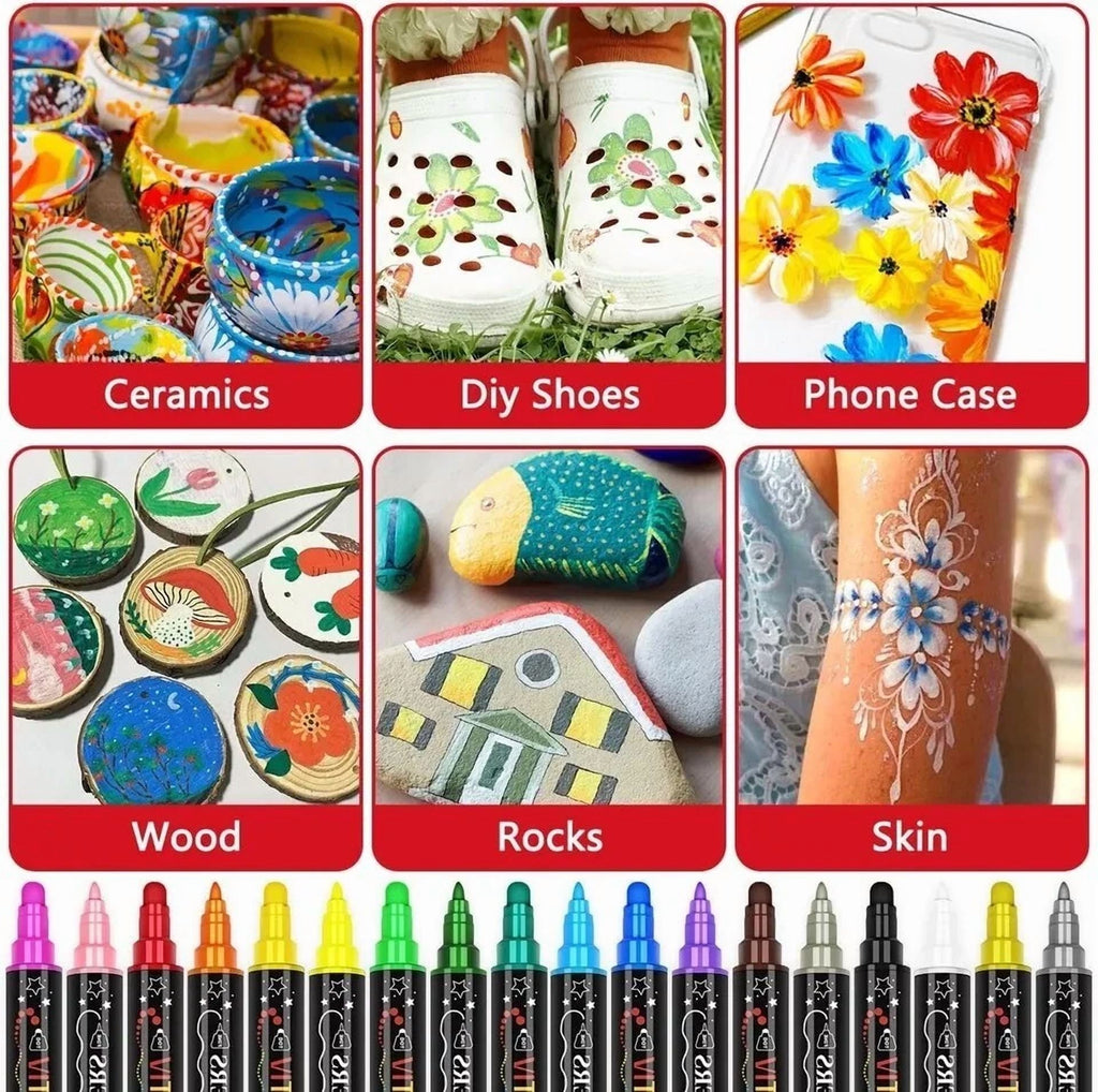 Fabric Markers Permanent Pens Paint Clothing Textile Dye T-Shirt Shoes Diy Set
