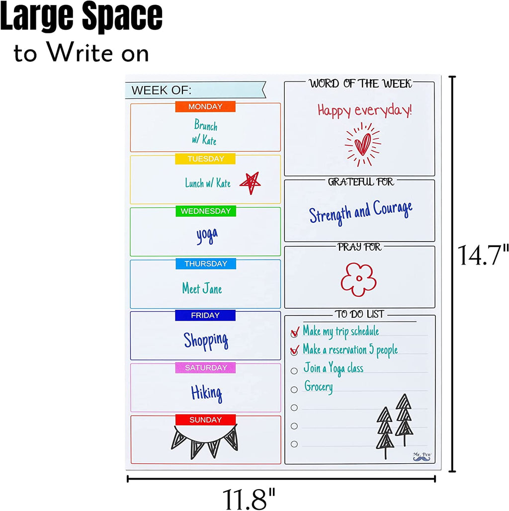 Mr. Pen- Magnetic Dry Erase Weekly Calendar for Fridge, 14.7 x 11.8", Weekly Dry Erase Board