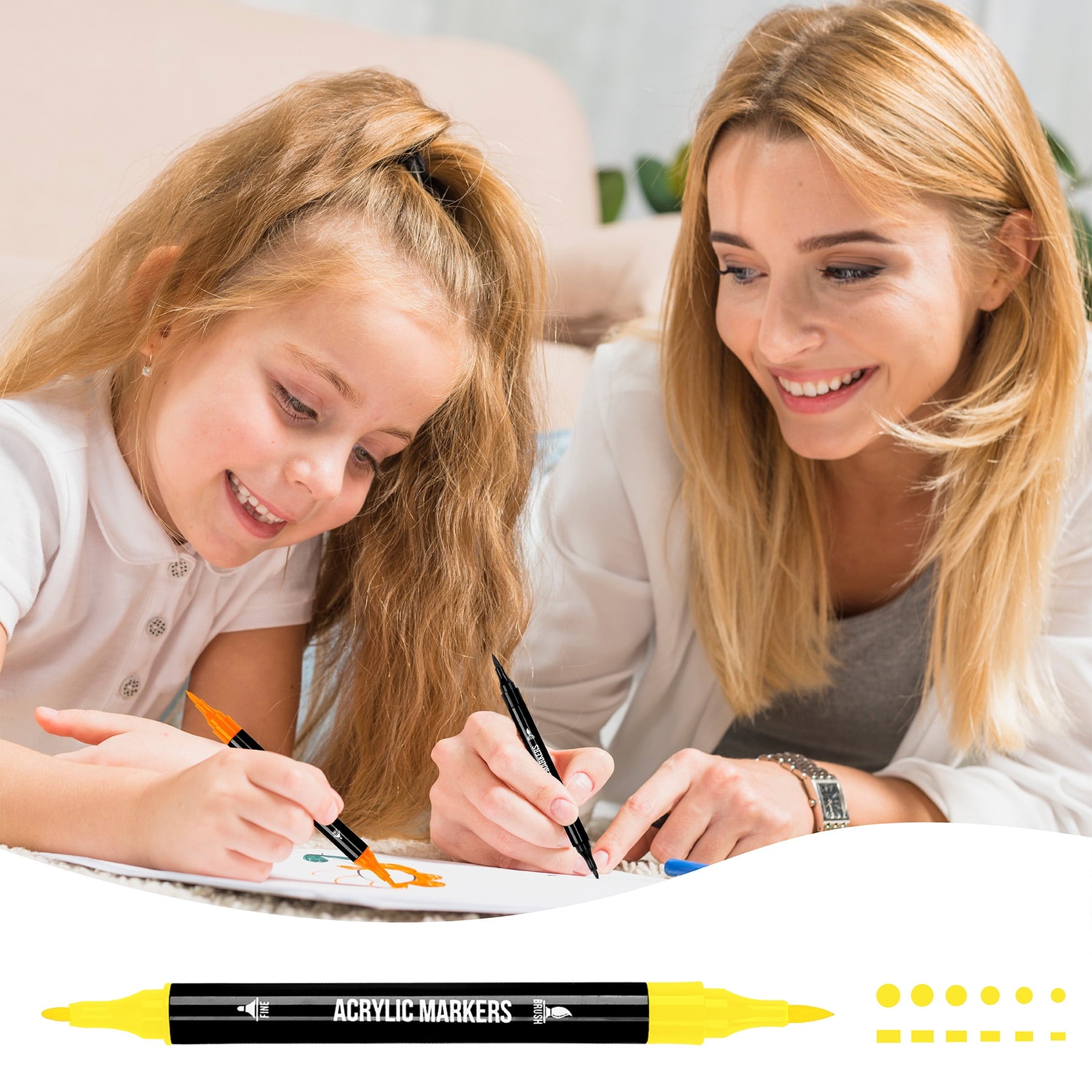 Pagather Acrylic Paint Art Markers, Fine and Brush Point, Assorted Colors, 24 Counts