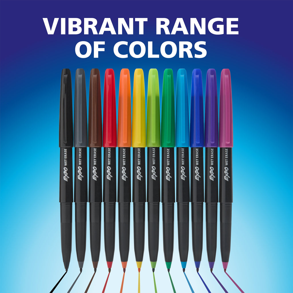 Expo Wet Erase Markers, Semi-Permanent Markers, Assorted, Ultra Fine Tip, 8 Count