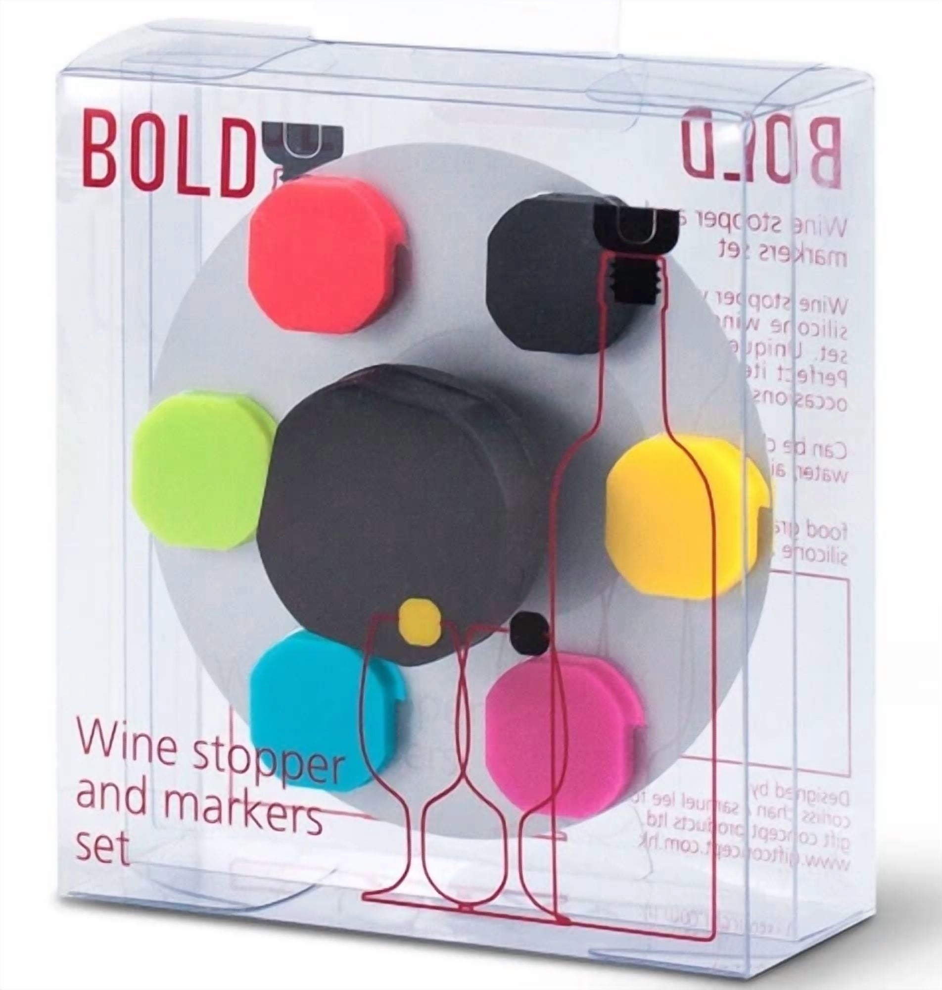 6-Pack Bold Colorful Silicone Wine Glass Marker Markers Bottle Stopper Dinner