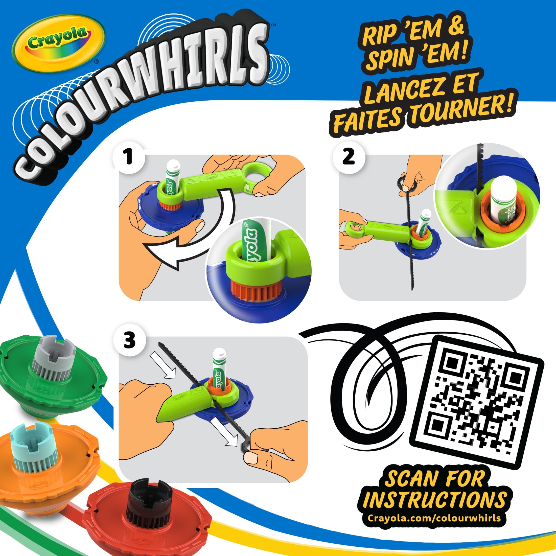Crayola Colourwhirls Spin Art Toy with Washable Marker, 3 Ct Playset, Competition Game, Coloring Gifts for Kids Ages 6, 7, 8, 9