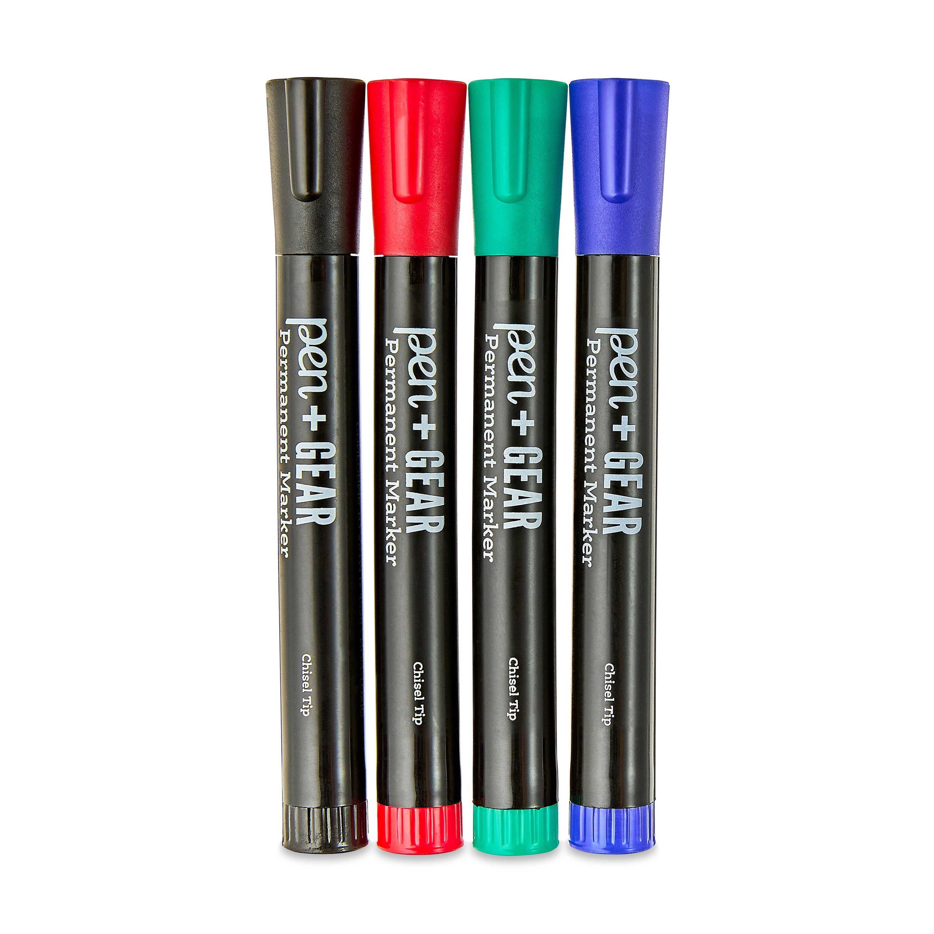 Pen+Gear Permanent Markers, Chisel Tip, Assorted Colors, 4 Count