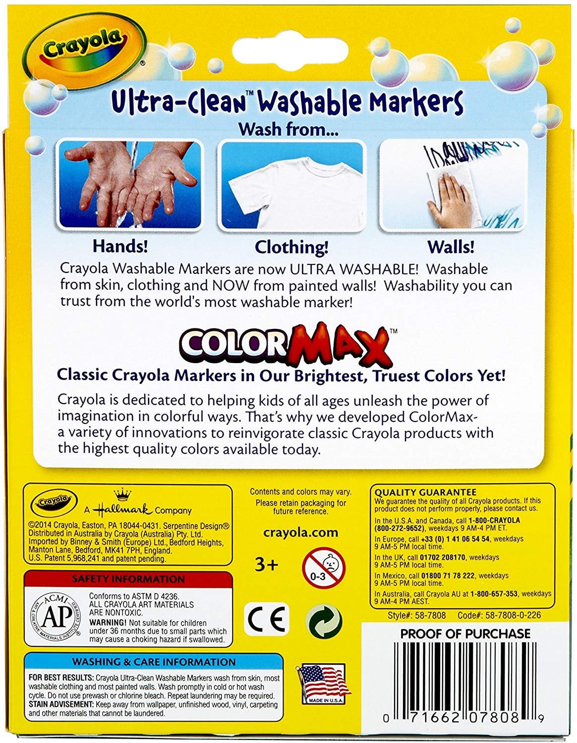 Crayola Washable Markers, Broad Point, Classic Colors, 8/Pack 58-7808