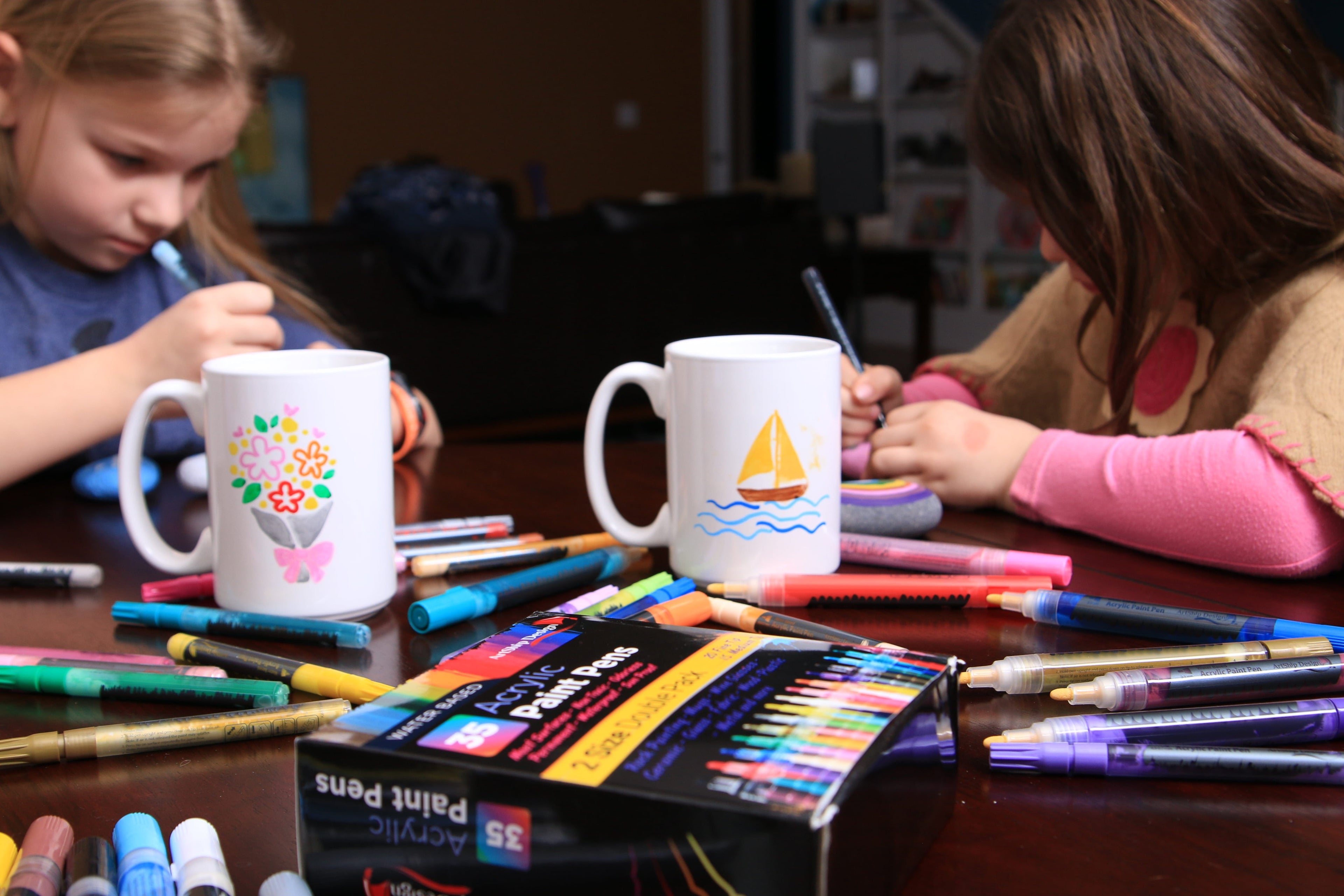 35 Premium Acrylic Paint Pens, Double Pack of Both Extra Fine & Medium Tip Paint Markers by ArtShip Design