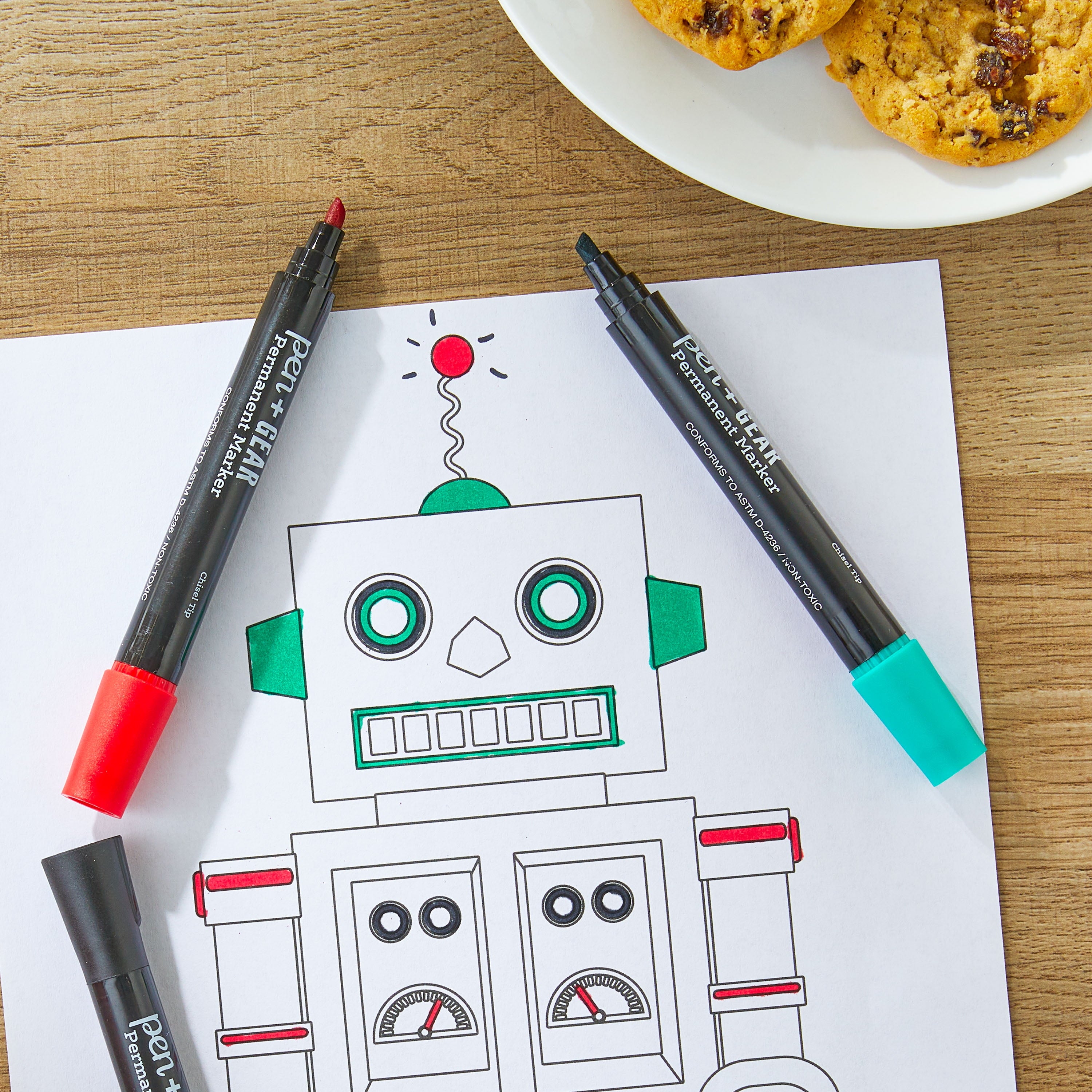 Pen+Gear Permanent Markers, Chisel Tip, Assorted Colors, 4 Count