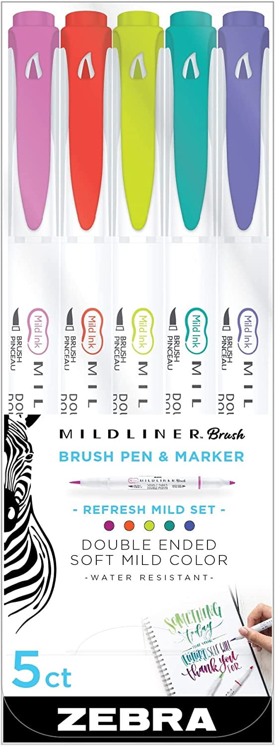 Zebra Mildliner Double Ended Brush Collection 5/Pkg-Refresh - Assorted Colors
