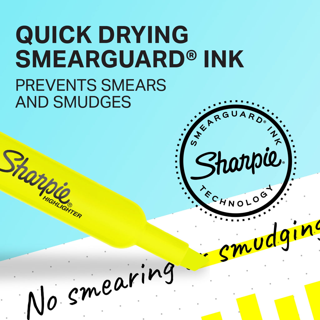 Sharpie Tank Style Highlighters, Chisel Tip, Fluorescent Yellow, Box of 36