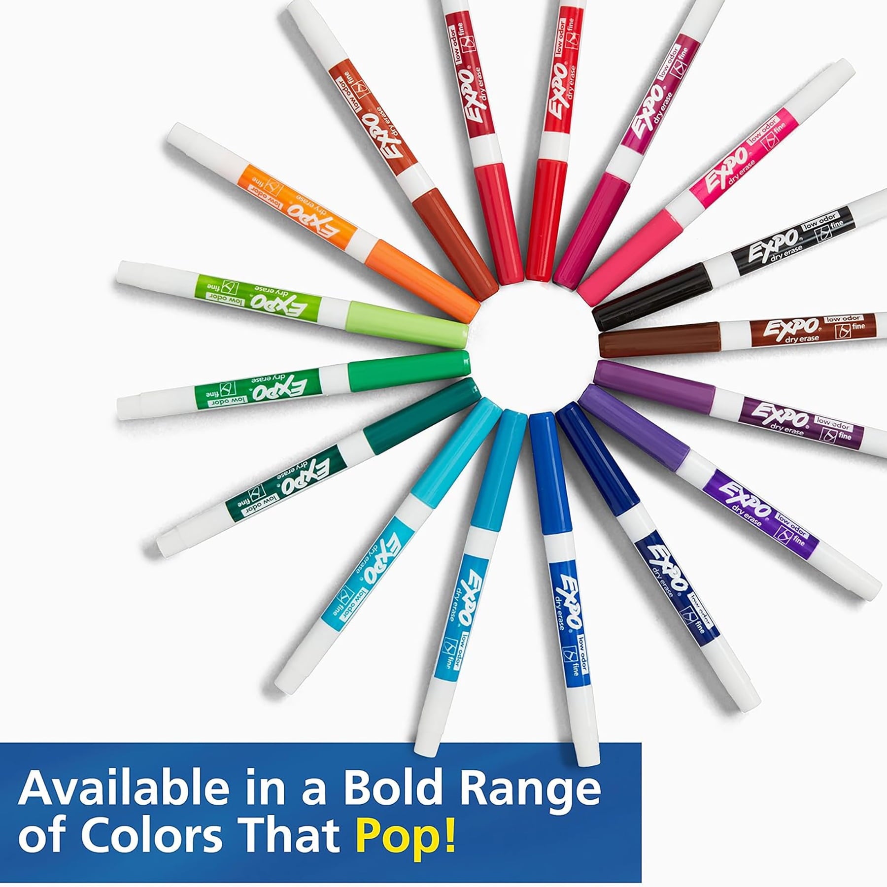 EXPO Dry Erase Markers, Whiteboard Markers with Low Odor Ink, Fine Tip, Assorted Vibrant Colors, 21 Count