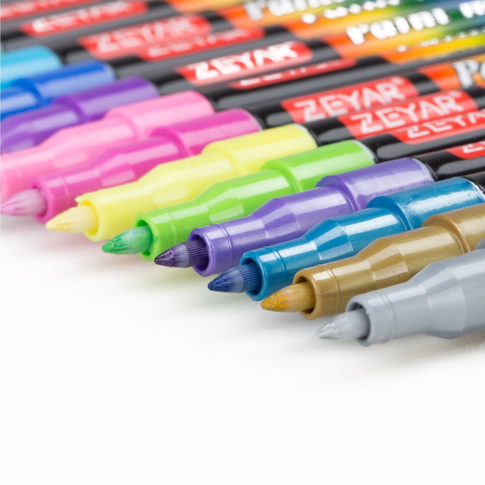 ZEYAR Premium Acrylic Paint Pen, Water Based, Extra Fine Point, 18 Colors, Odorless, Acid Free and Safe, Opaque Ink, Environmental Friendly, AP Certified