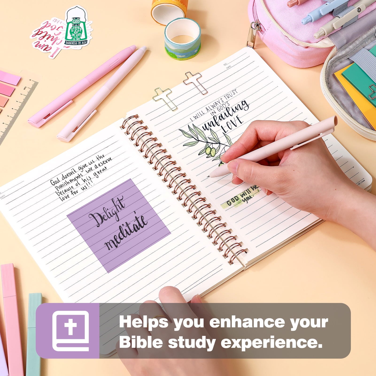 Livhil 154pcs Bible Study Supplies Complete Bible Journaling Kit, Christian Gifts for Women, Bible Study Tools for Devoted Christian Learner