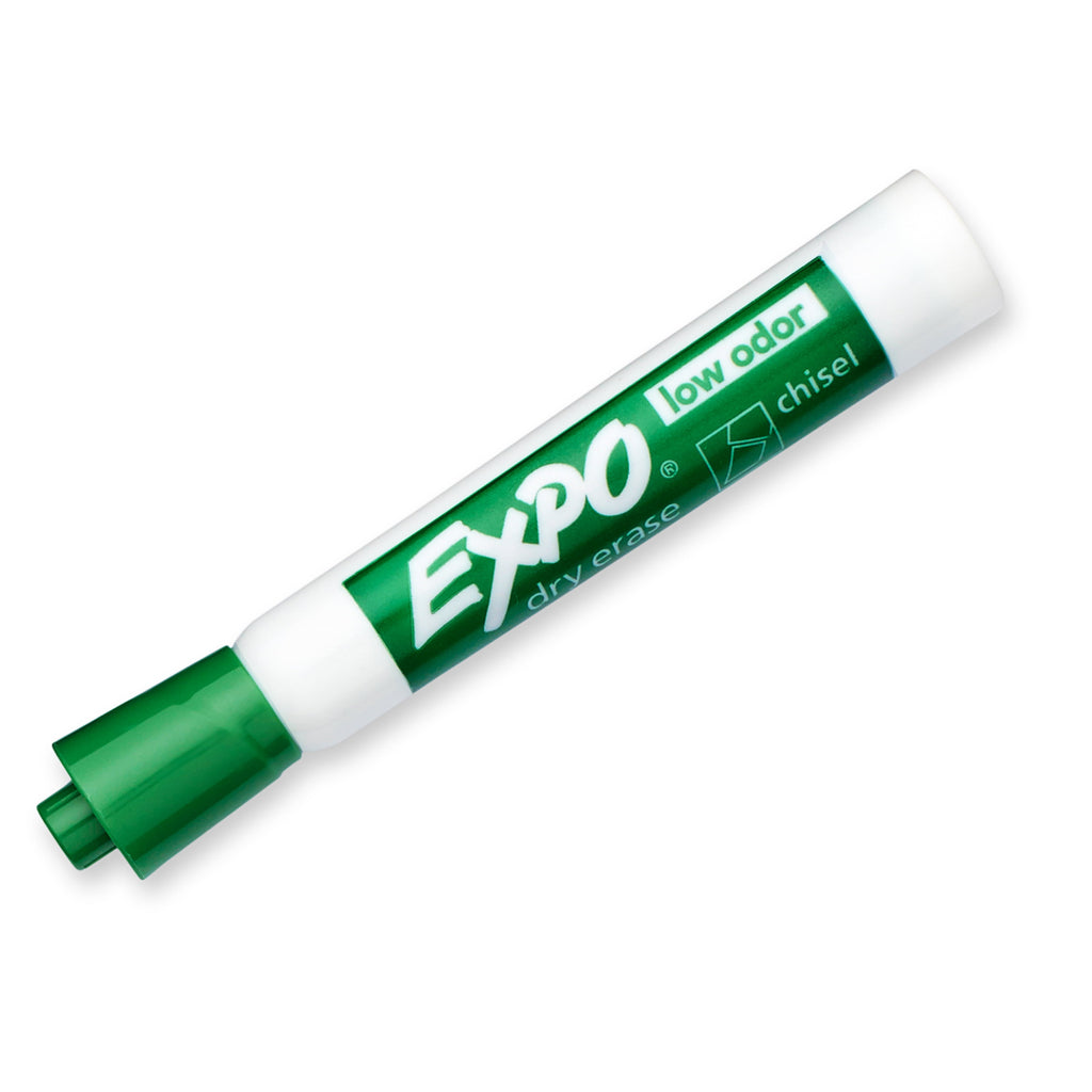 Expo Low Odor Dry Erase Markers, Chisel Tip, Green, 12 Count
