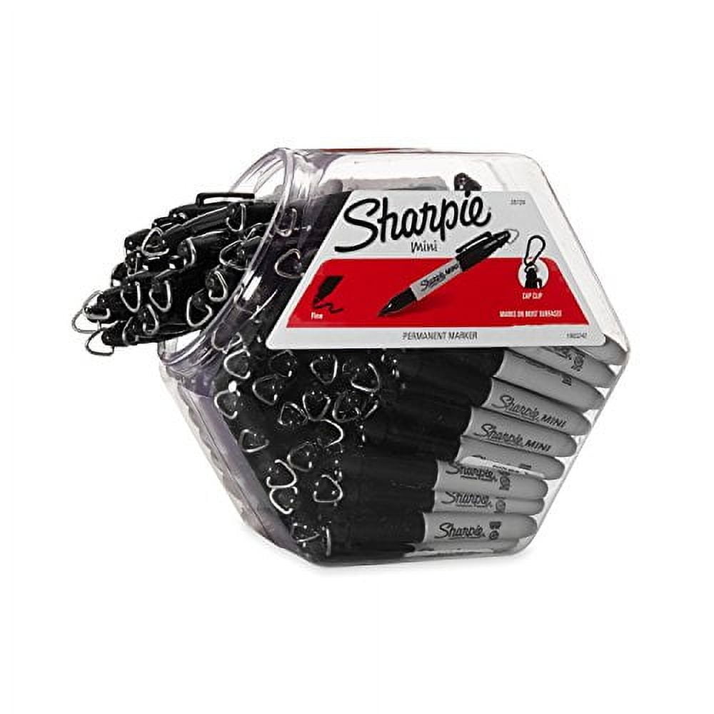 Sharpie® Mini Permanent Markers, Fine Point, Gray Barrel, Black Ink, Canister Of 72 Markers
