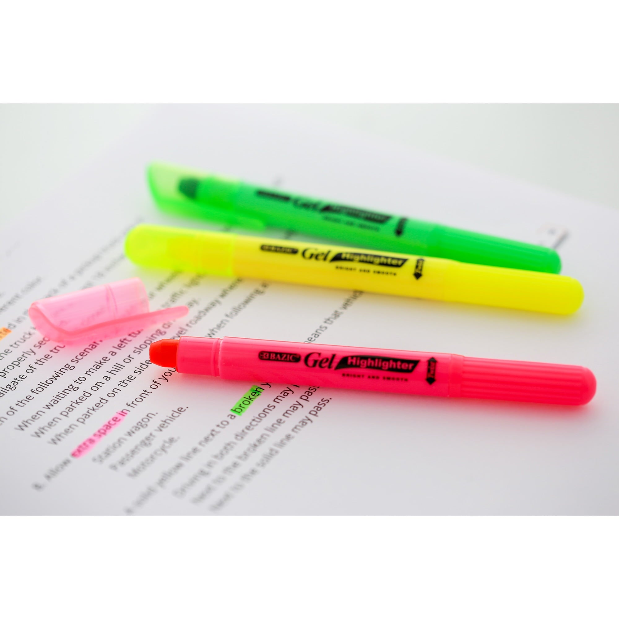 BAZIC Highlighter Gel Pen Neon Bible Highlighters Assorted Color (5/Pack), 1-Pack