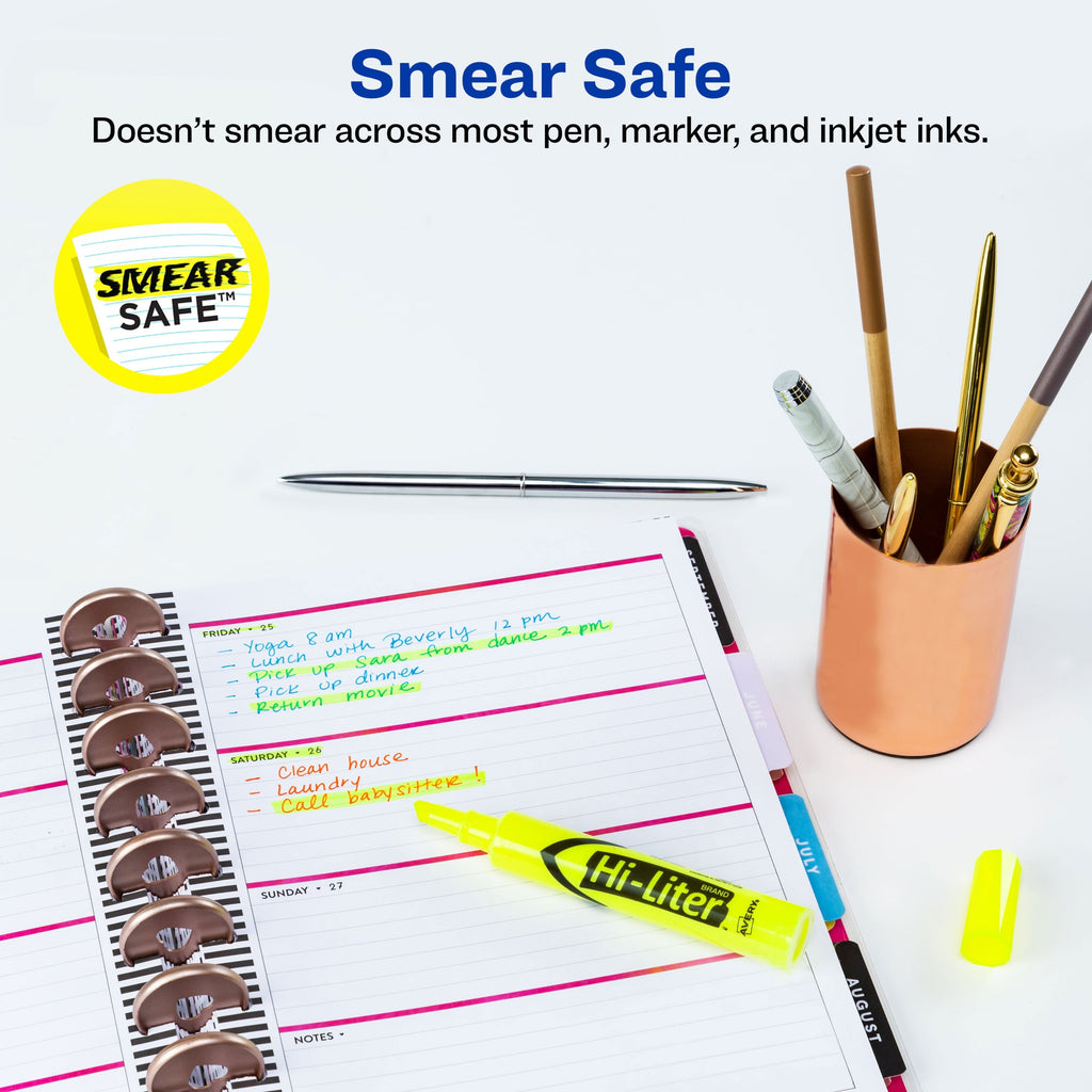 Avery Hi-Liter Desk-Style Highlighters, SmearSafe, Chisel Tip, 2 Yellow Highlighters (24081)