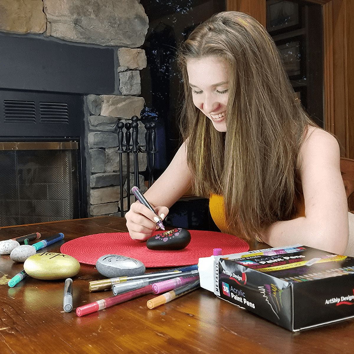 35 Premium Acrylic Paint Pens, Double Pack of Both Extra Fine & Medium Tip Paint Markers by ArtShip Design