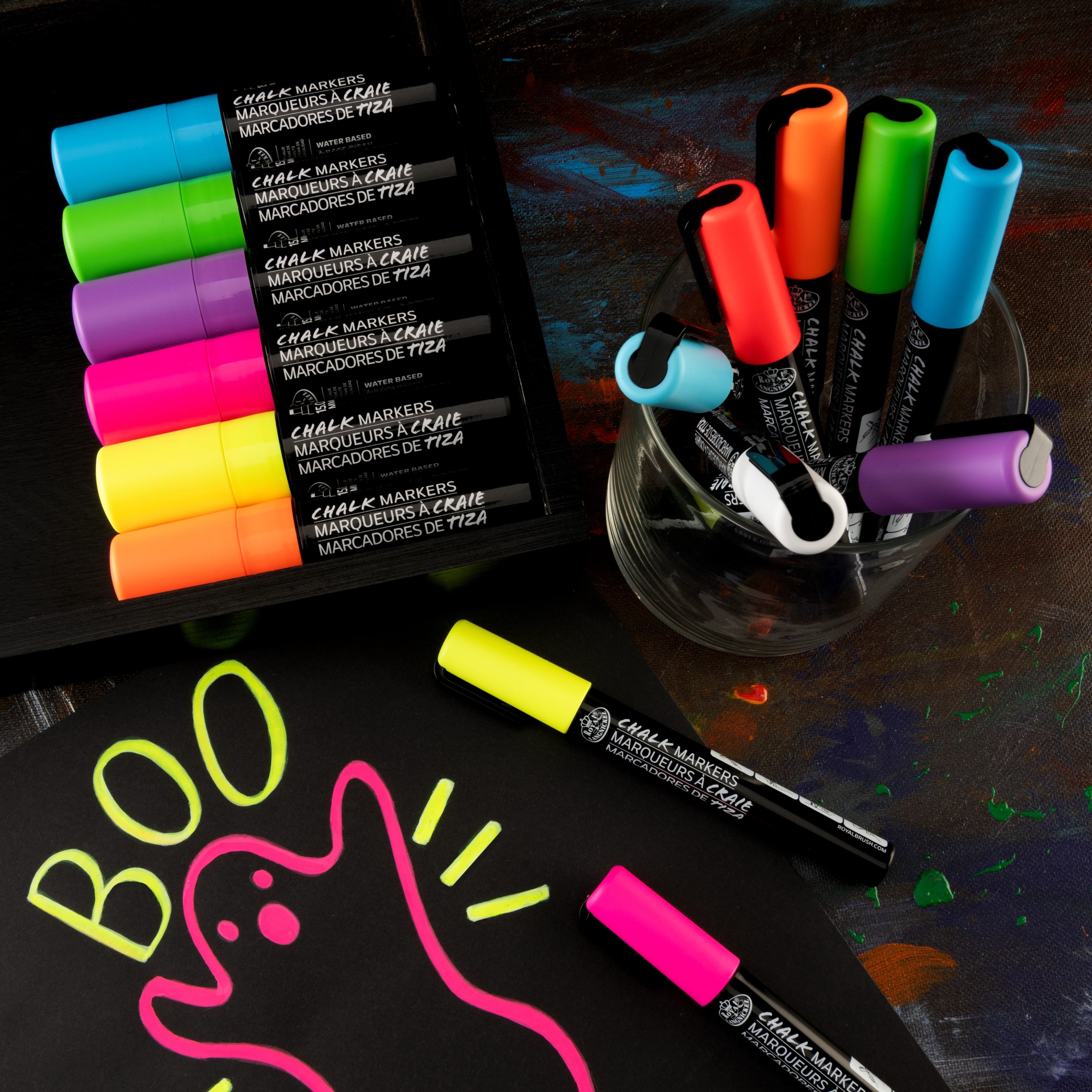 Royal & Langnickel - 15pc Neon Chalk Marker Variety Set, 2MM and 15MM