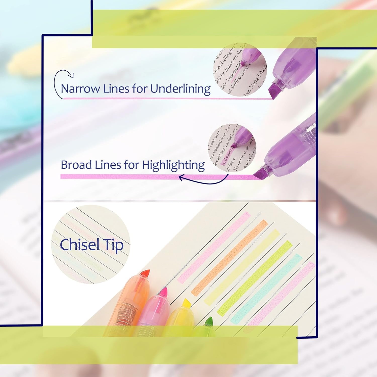 Mr. Pen- Retractable Highlighters, 6 Pack, Pastel Colors, Chisel Tip, No Smear Click Highlighter, Bible Journaling Highlighter, Highlighter Markers Retractable, Highlighter Pens, Mild Highlighters