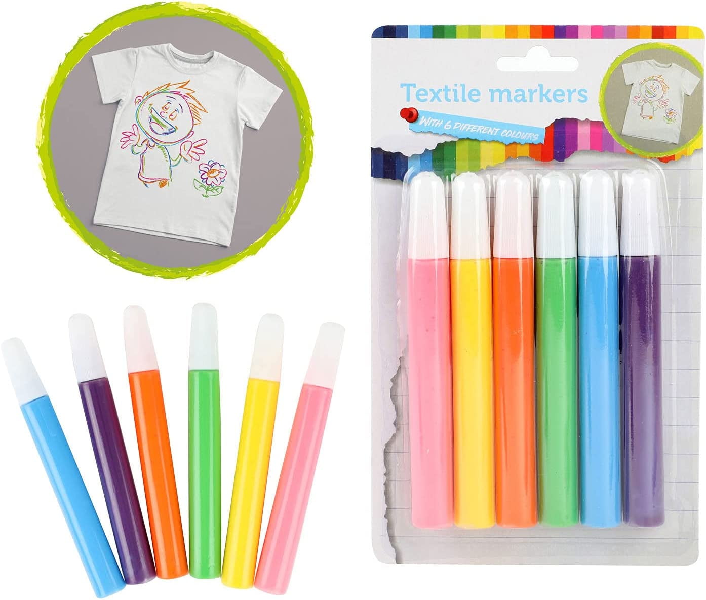 Jouetprive-Textile Markers Tropical, 6 Pieces