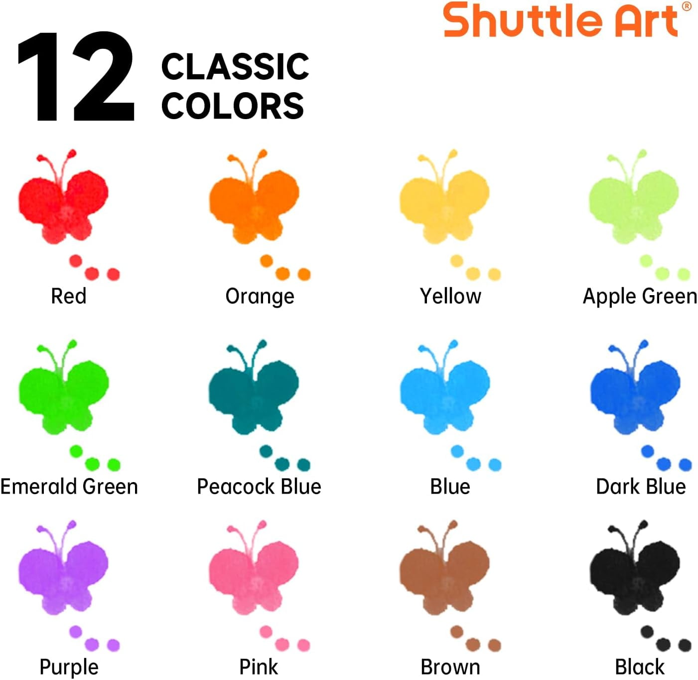 Shuttle Art Dot Makers, 12 Colors Bingo Daubers with 20 Unique Patterns of Dot Book for  Art Activities, Non-Toxic Washable Coloring Markers
