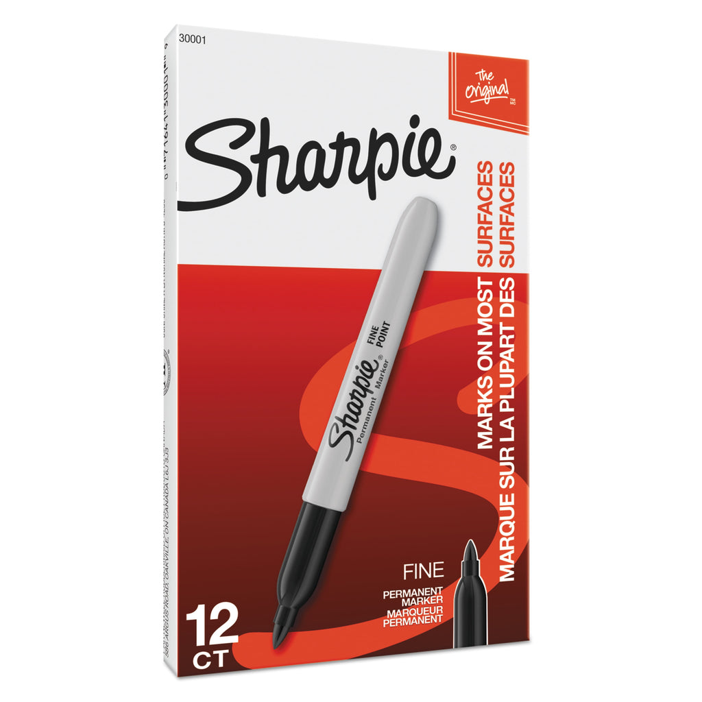 Sharpie Fine Point Permanent Marker, Black, Dozen
