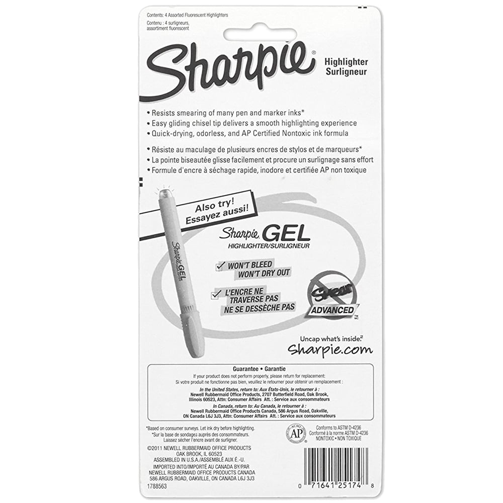 Pack of (2) Sharpie Accent Tank-Style Highlighters, 4 Colored Highlighters