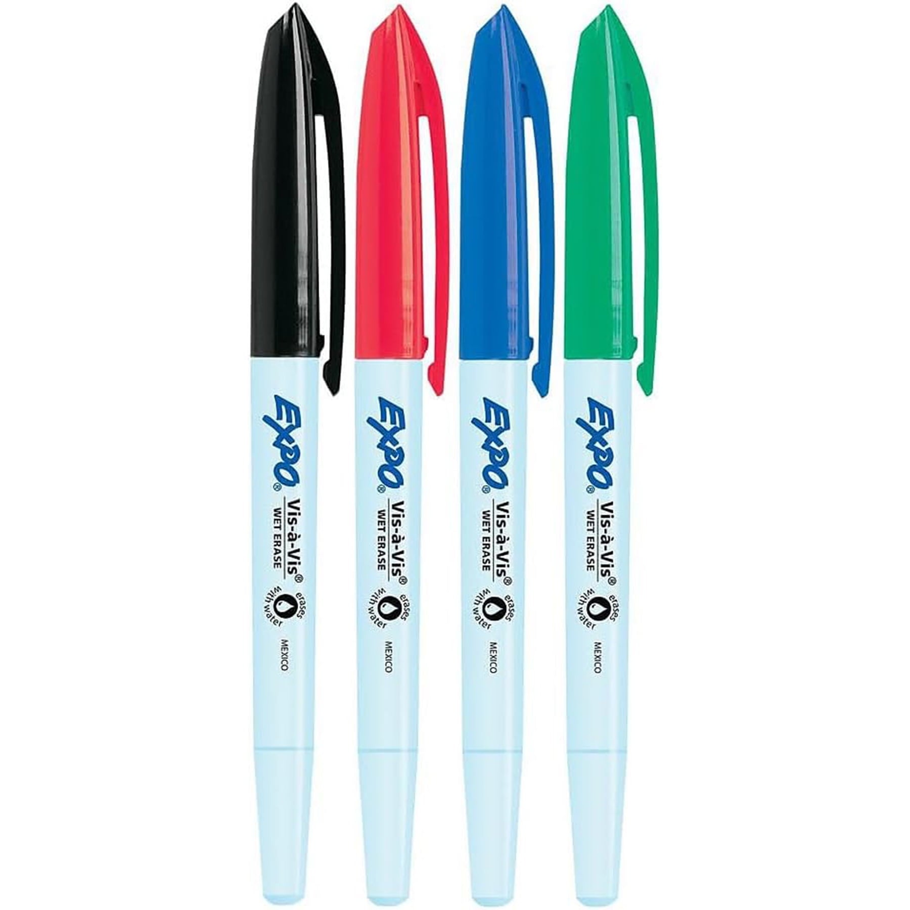 Expo Vis-A-Vis Wet Erase Markers, Assorted Colors, 4 Count