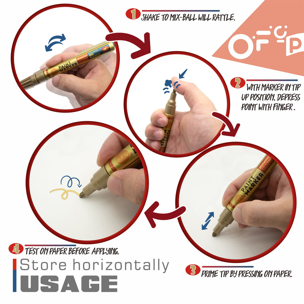 OFC-P Oil-Based Permanent Paint Marker Pen,Medium Tip,Yellow,Pack of 2